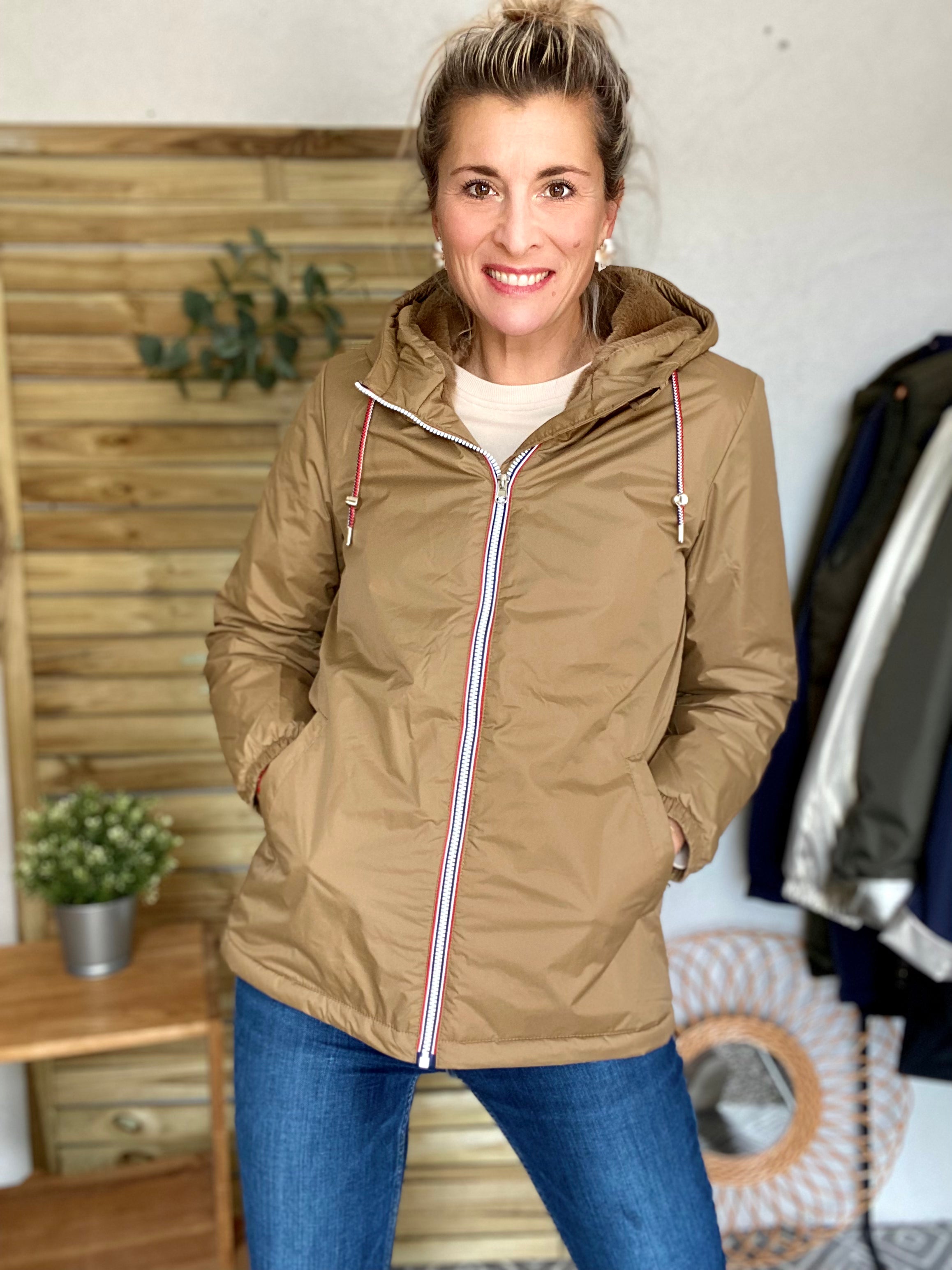 Parka Imperméable THELMA MI-LONG fourré - Camel - Laura Jo