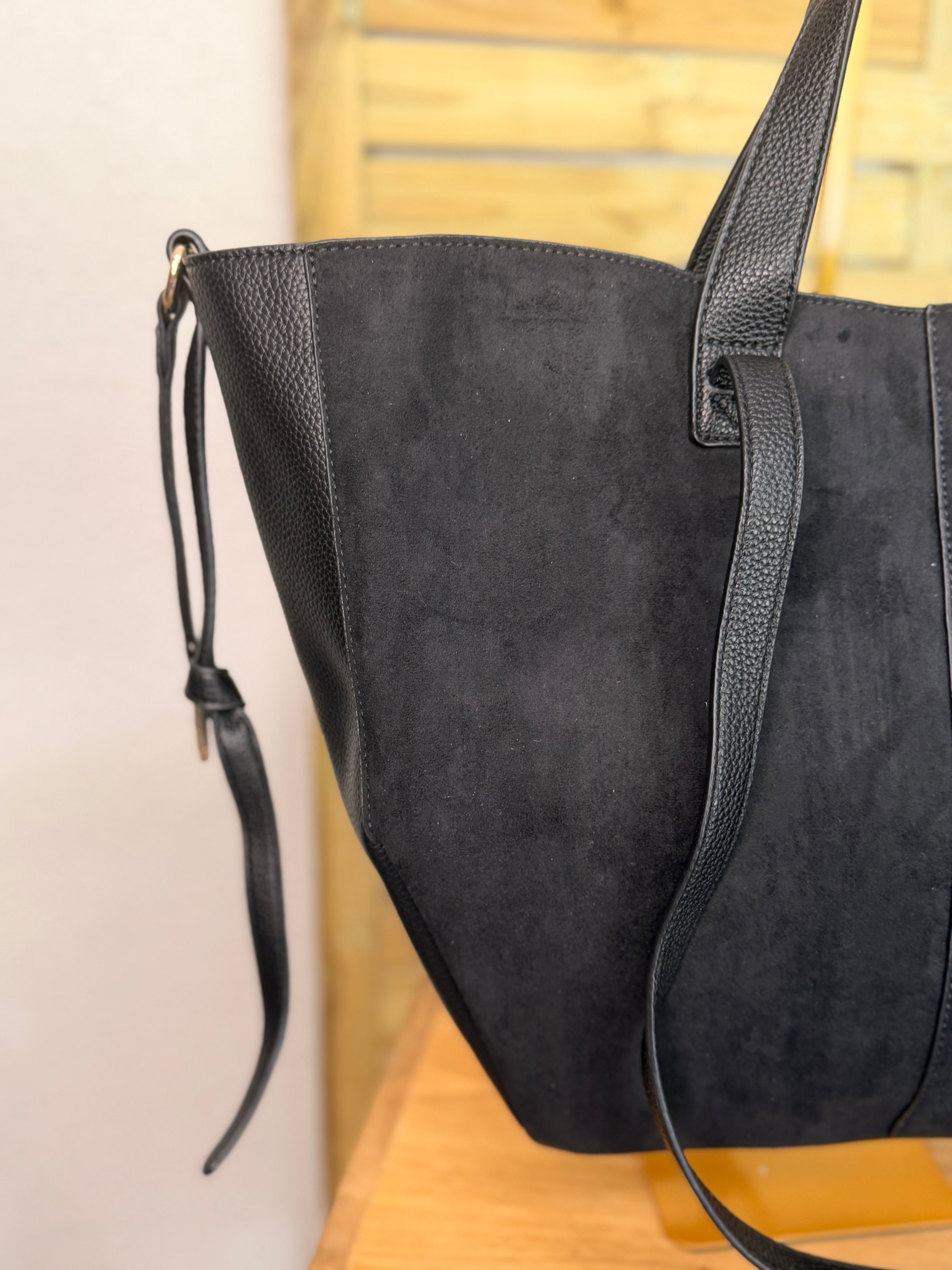 Grand Sac cabas 2 en 1 en simili daim - LAURÈNE Noir