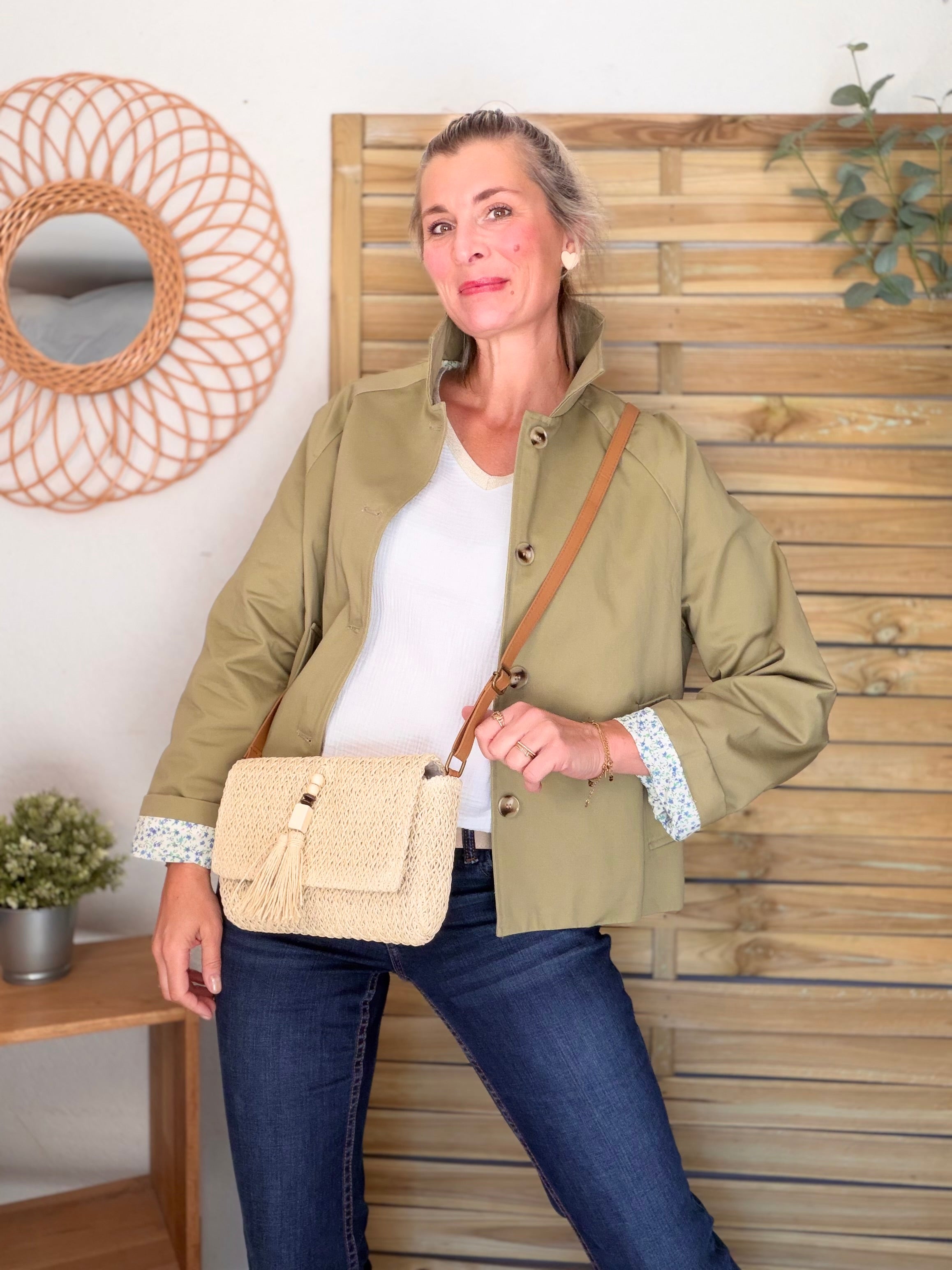 Sac à main en raphia ISORA Beige