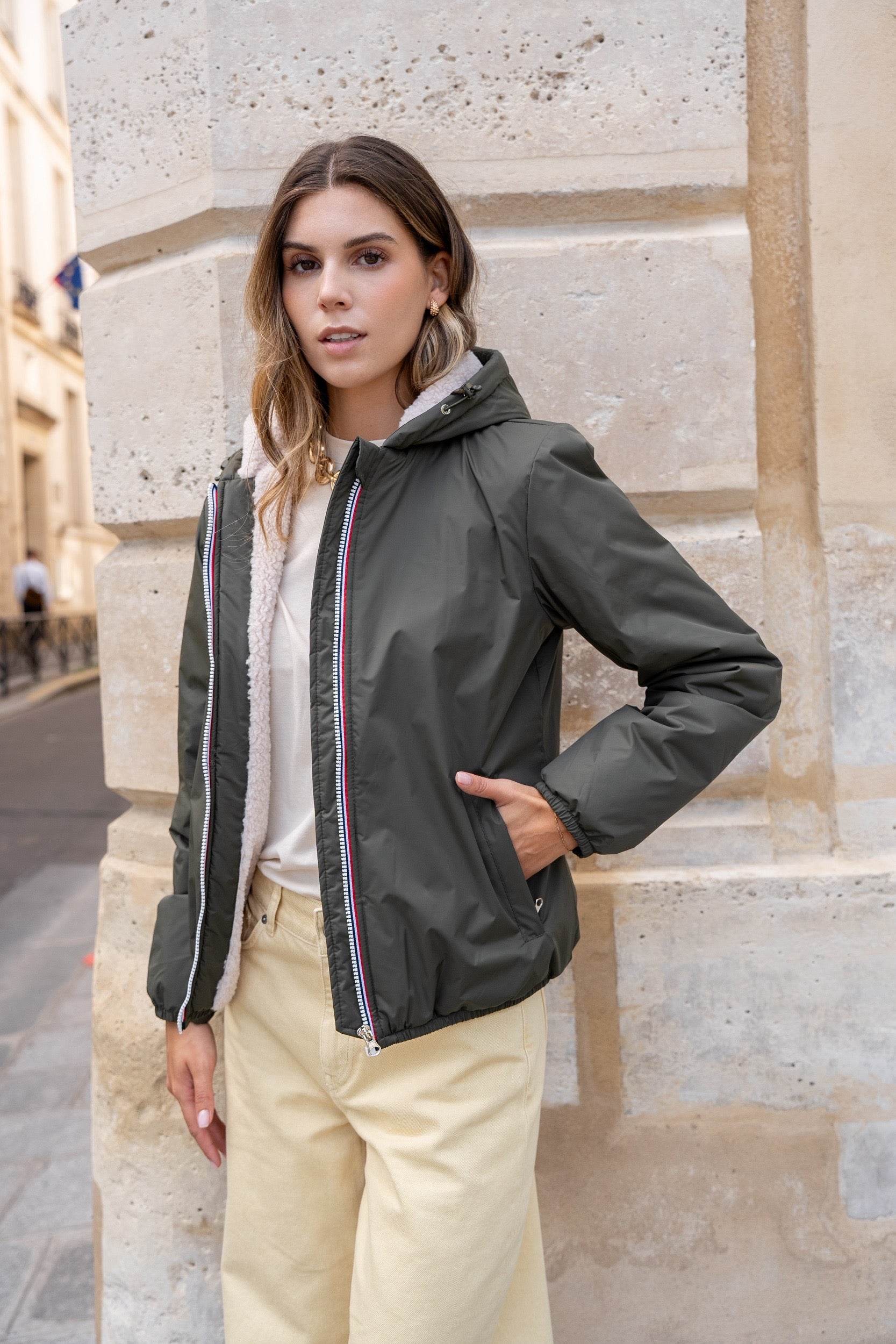 PRÉCOMMANDE (Expédition 26/11) - Parka Imperméable LOUISE COURT sherpa - Kaki - LAURA JO