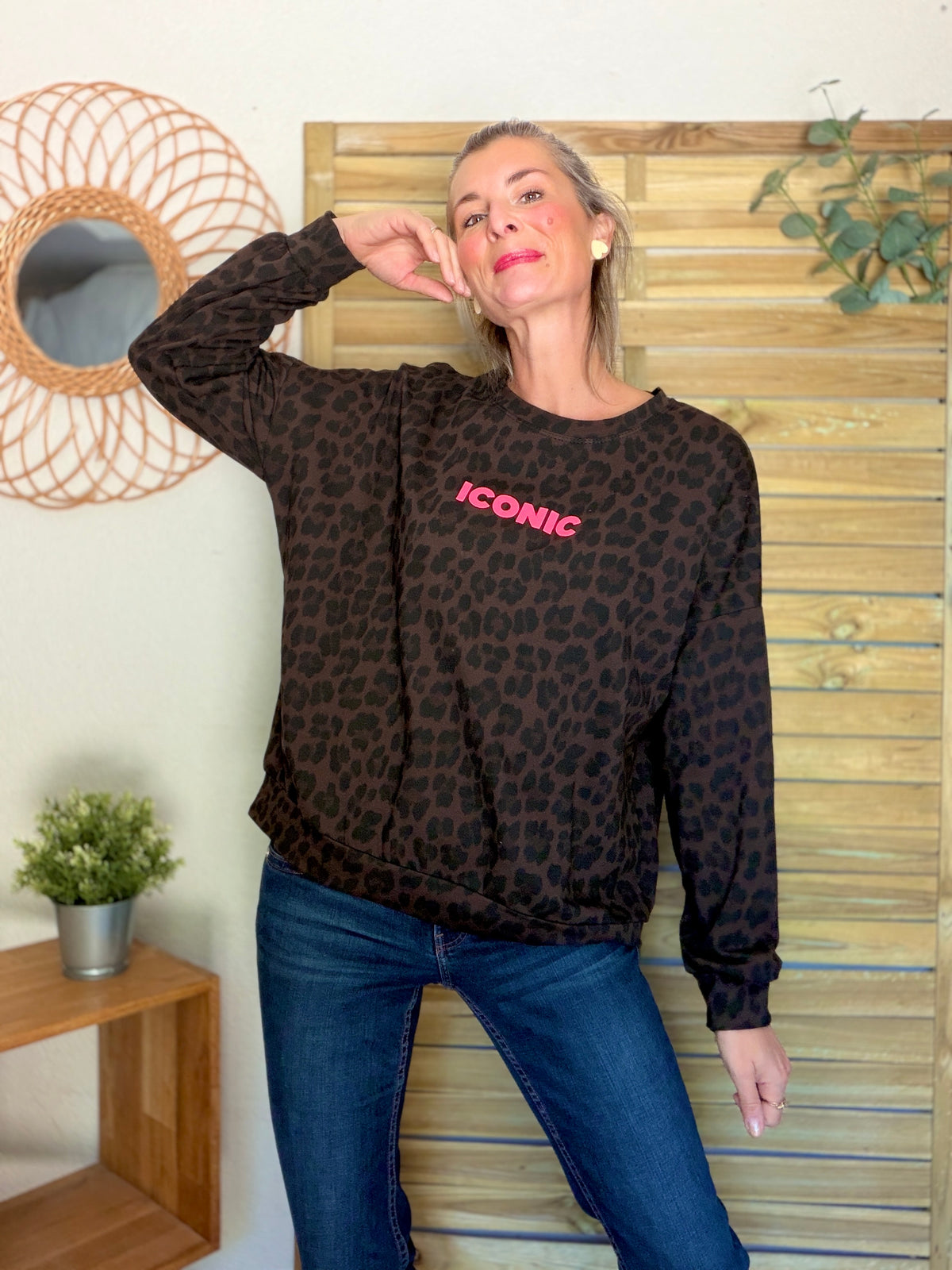 Sweat ICONIC léger 100% coton FAUSTINE Léo choco (taille 34 à 46) (Copie)