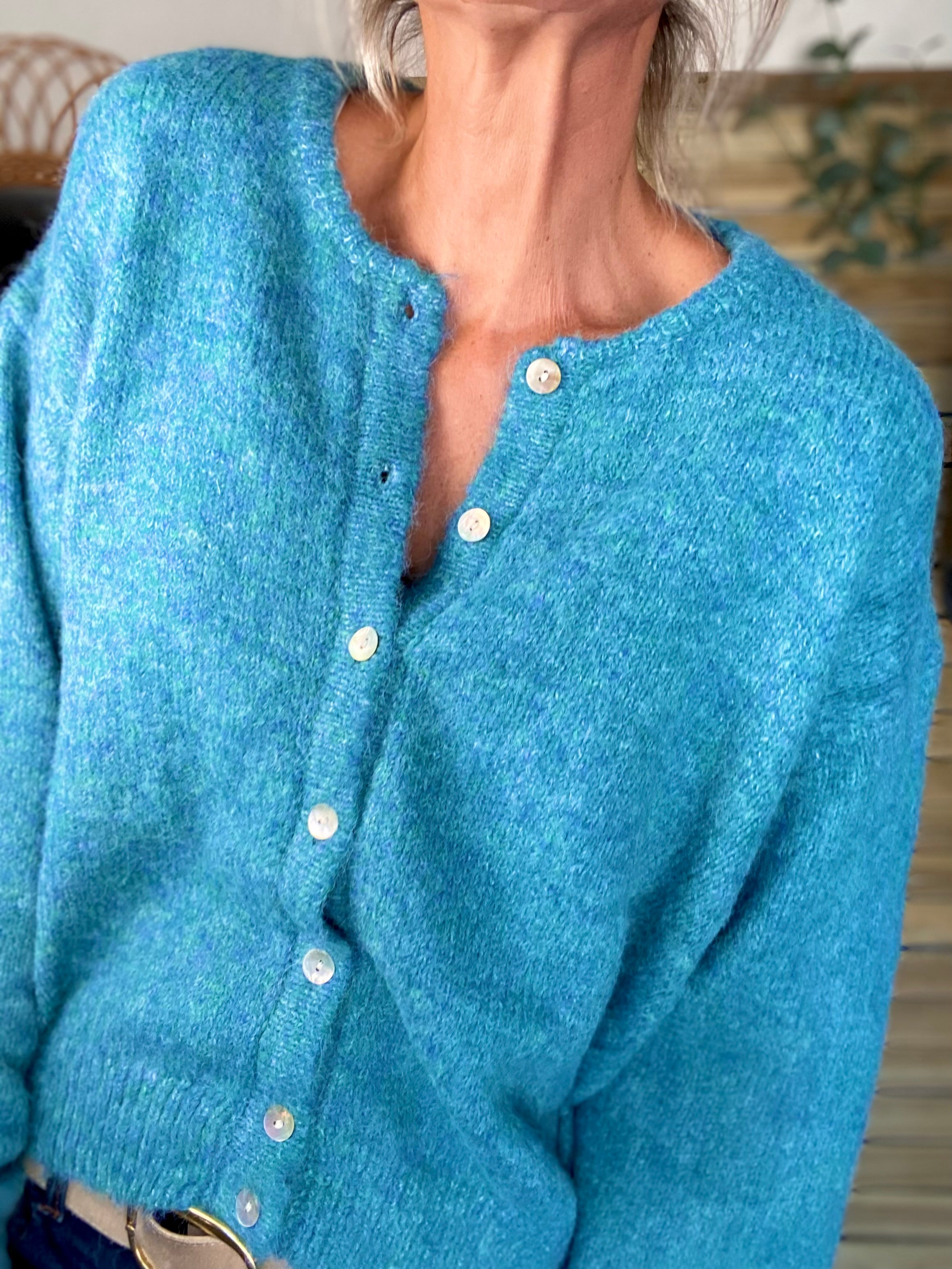 Gilet en maille MERYL - Bleu canard