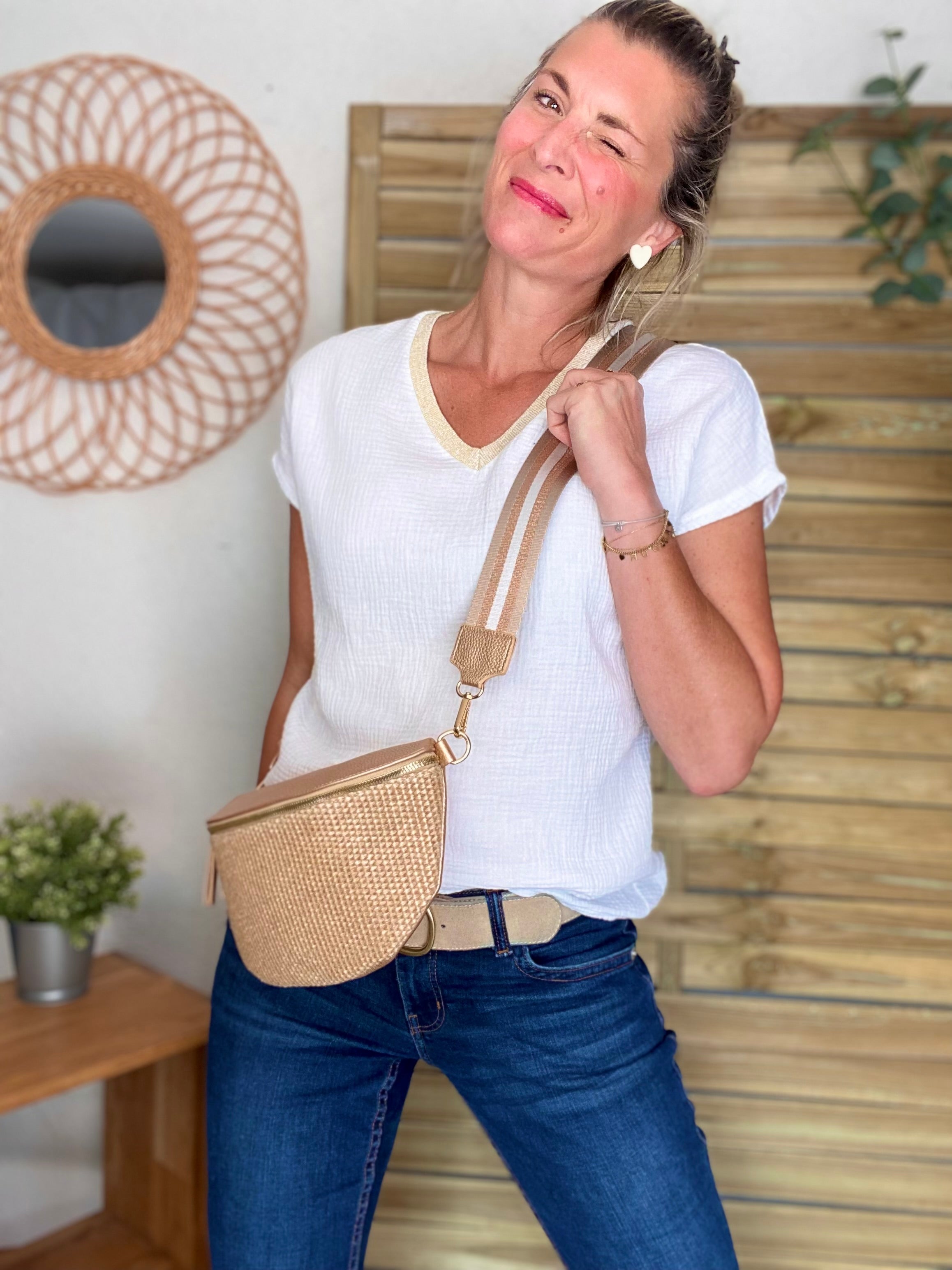 Précommande Expédition mi mai - Top en gaze de coton et lurex MARTA - Blanc