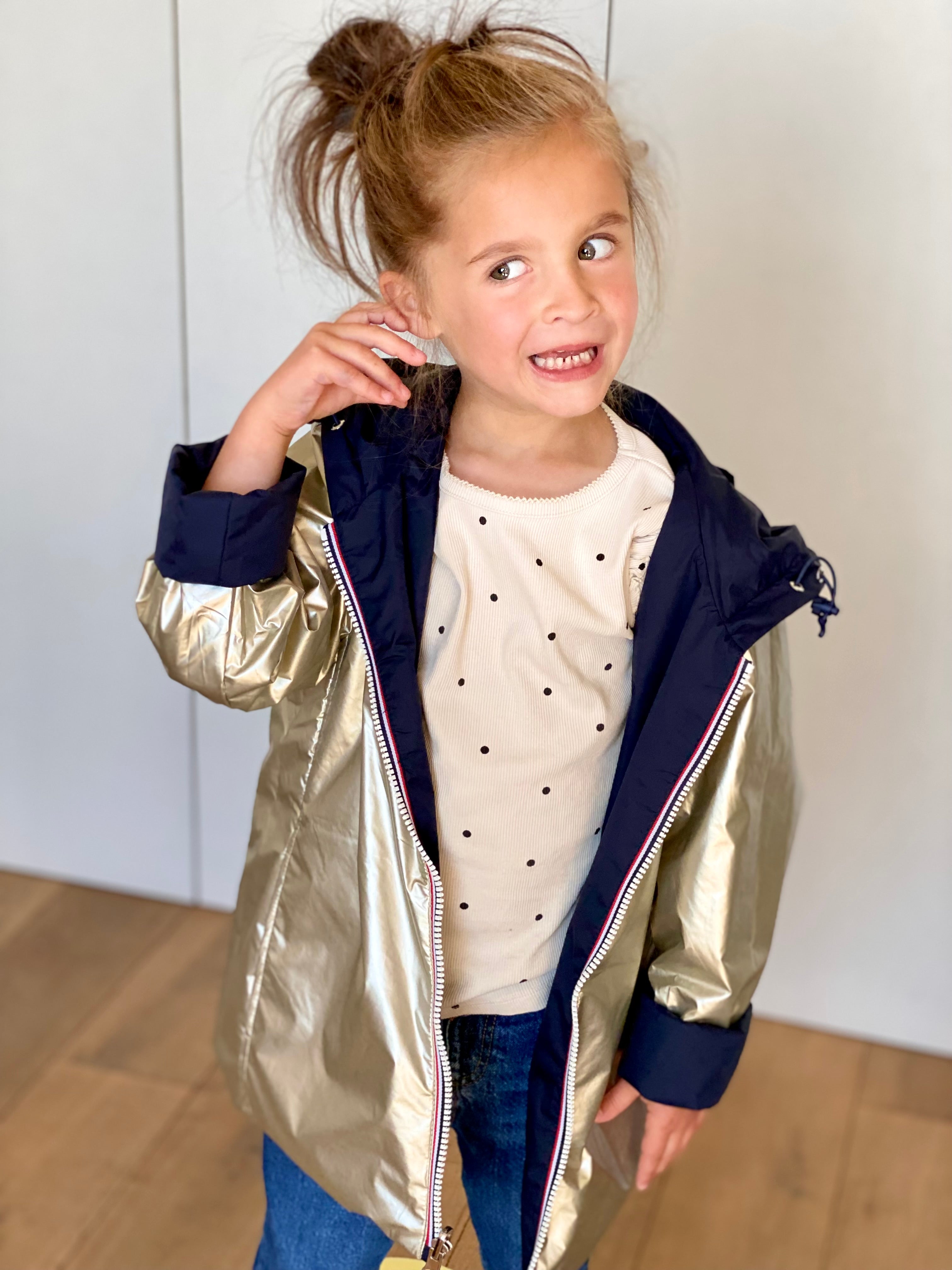 *** PROMO - Taille 10 ans (XXS) Imperméable réversible rembourré LOUISON KIDS enfant (mixte) - Marine / Doré