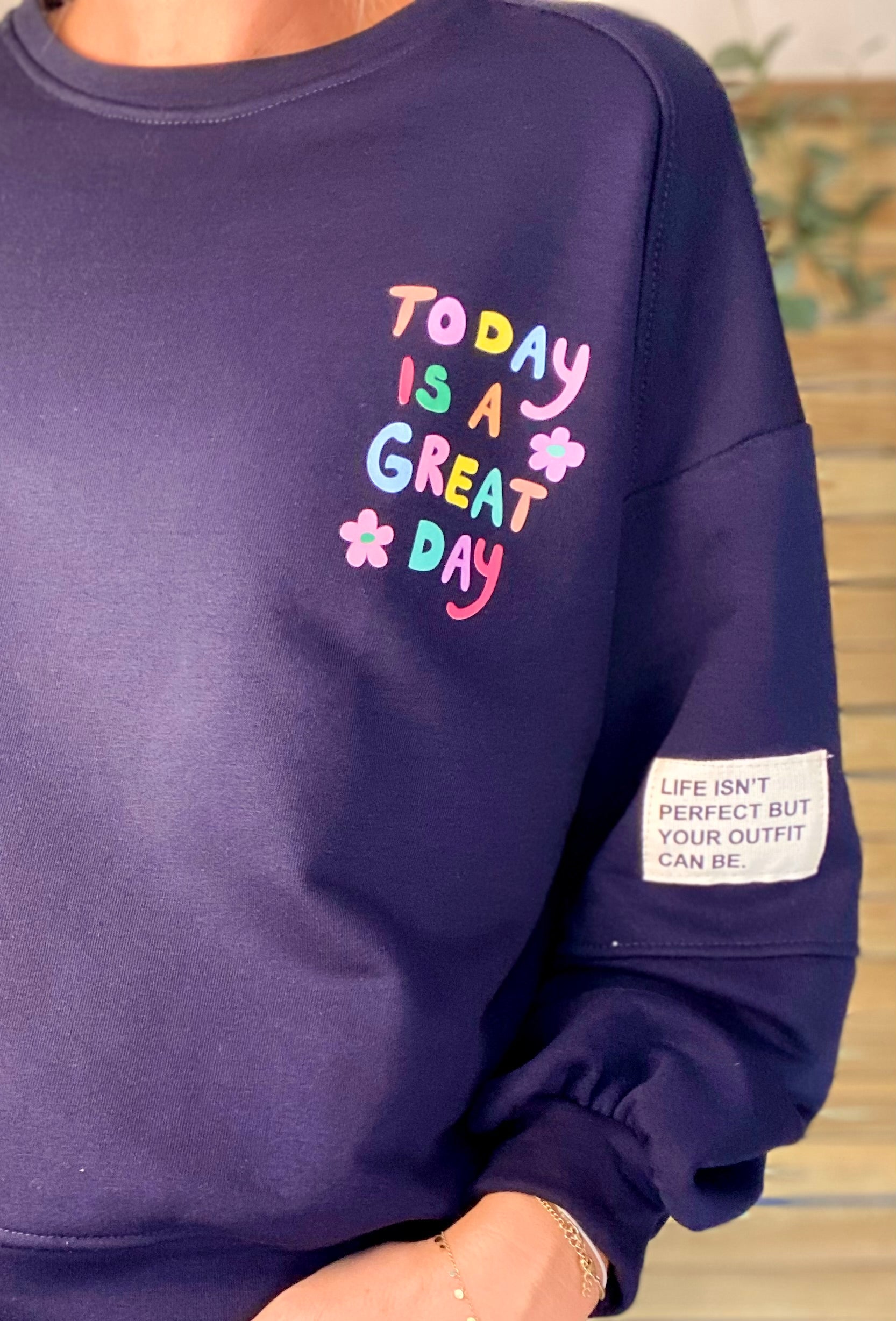 Sweat Today is a great day 🌈 OMBLINE - Bleu Marine