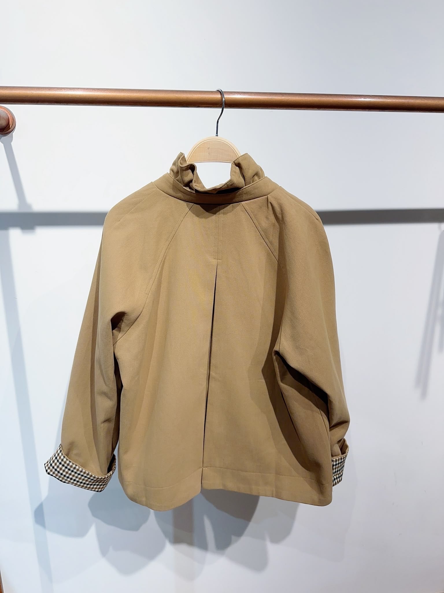 Veste toile coton col victorien avec vichy - GABY
