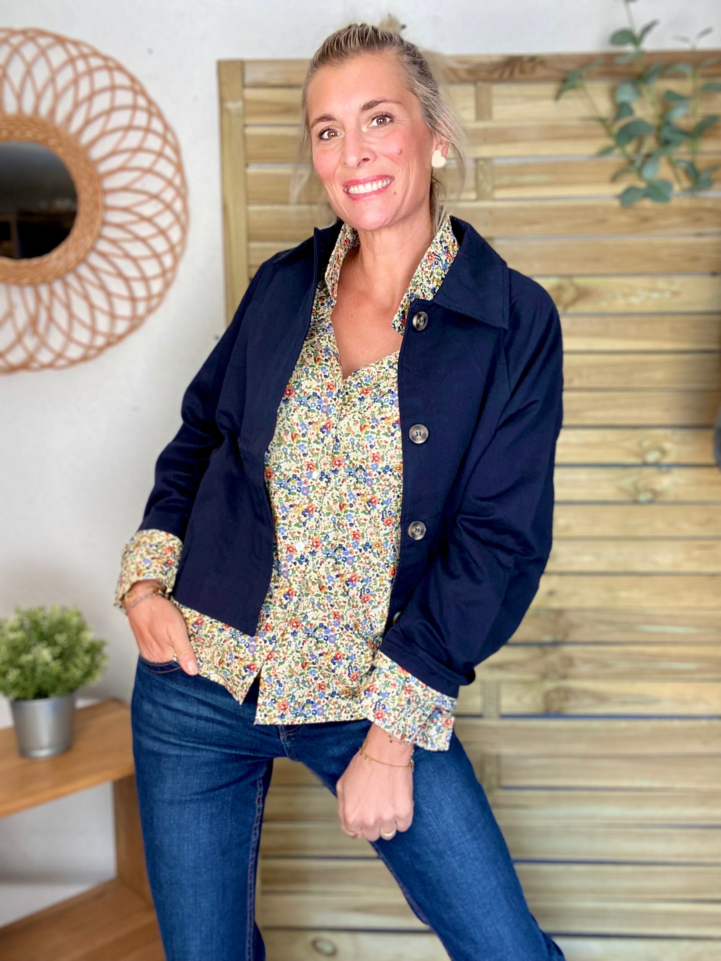 Chemise en coton imprimé Liberty vert 🌱 🌺 ÉLISE
