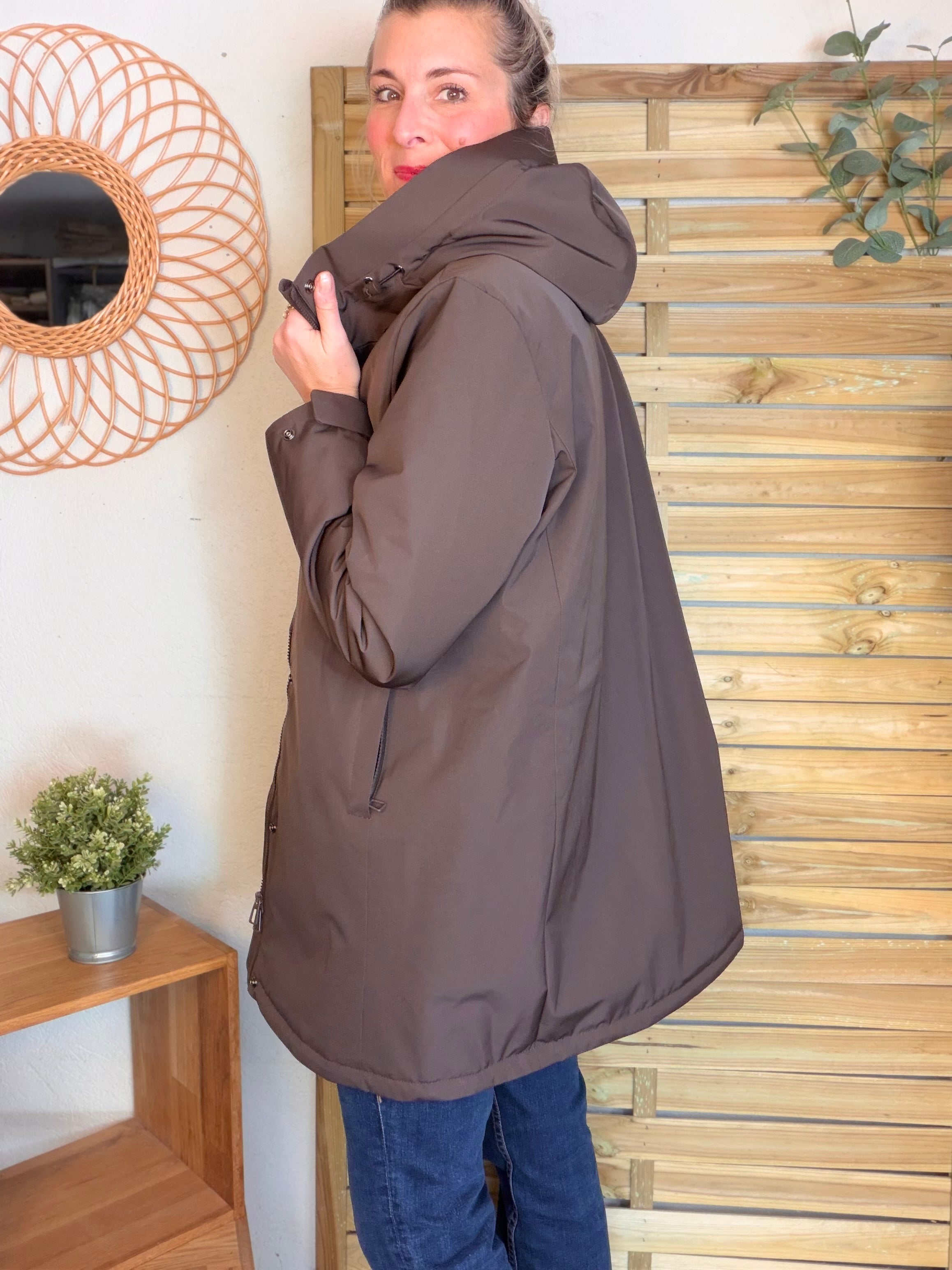 Parka fourrée imperméable AMBRE - Chocolat / Beige - LAURA JO