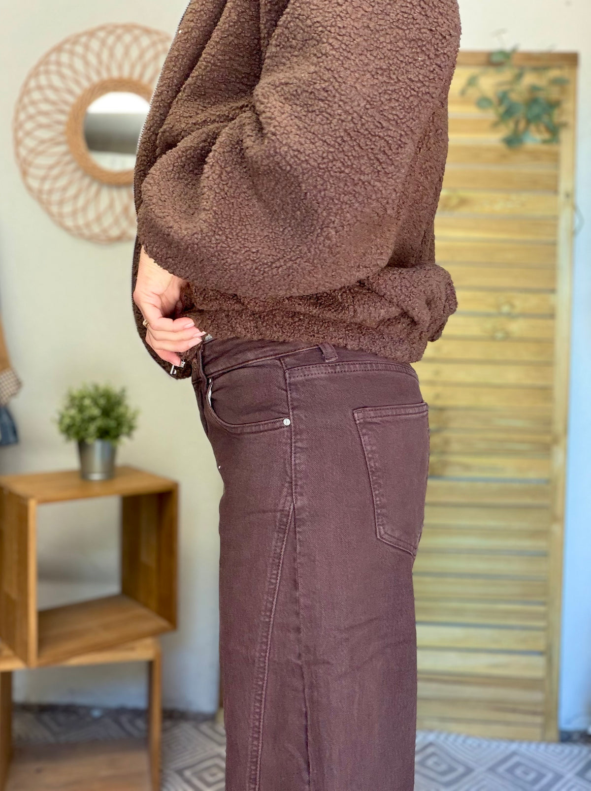 Pantalon Jean coupe barrel LÉON Chocolat