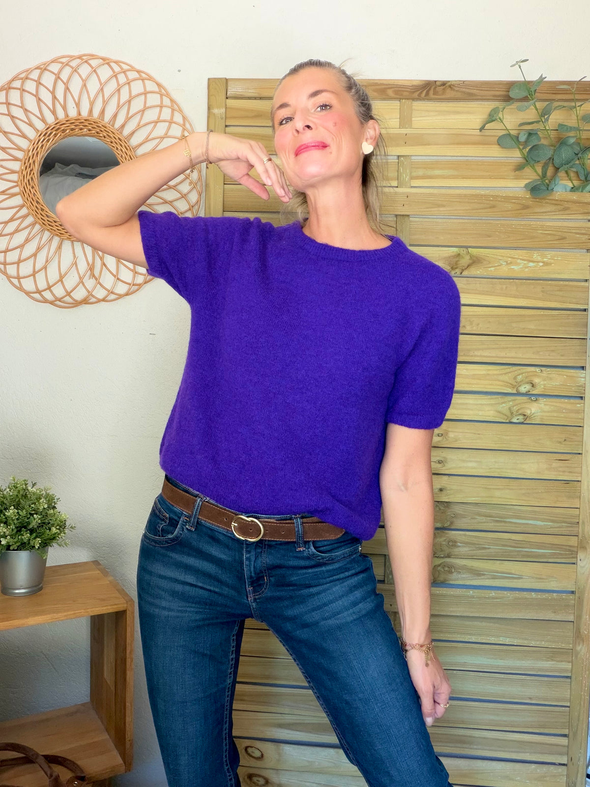 Pull laine et alpaga PEGGY - Violet