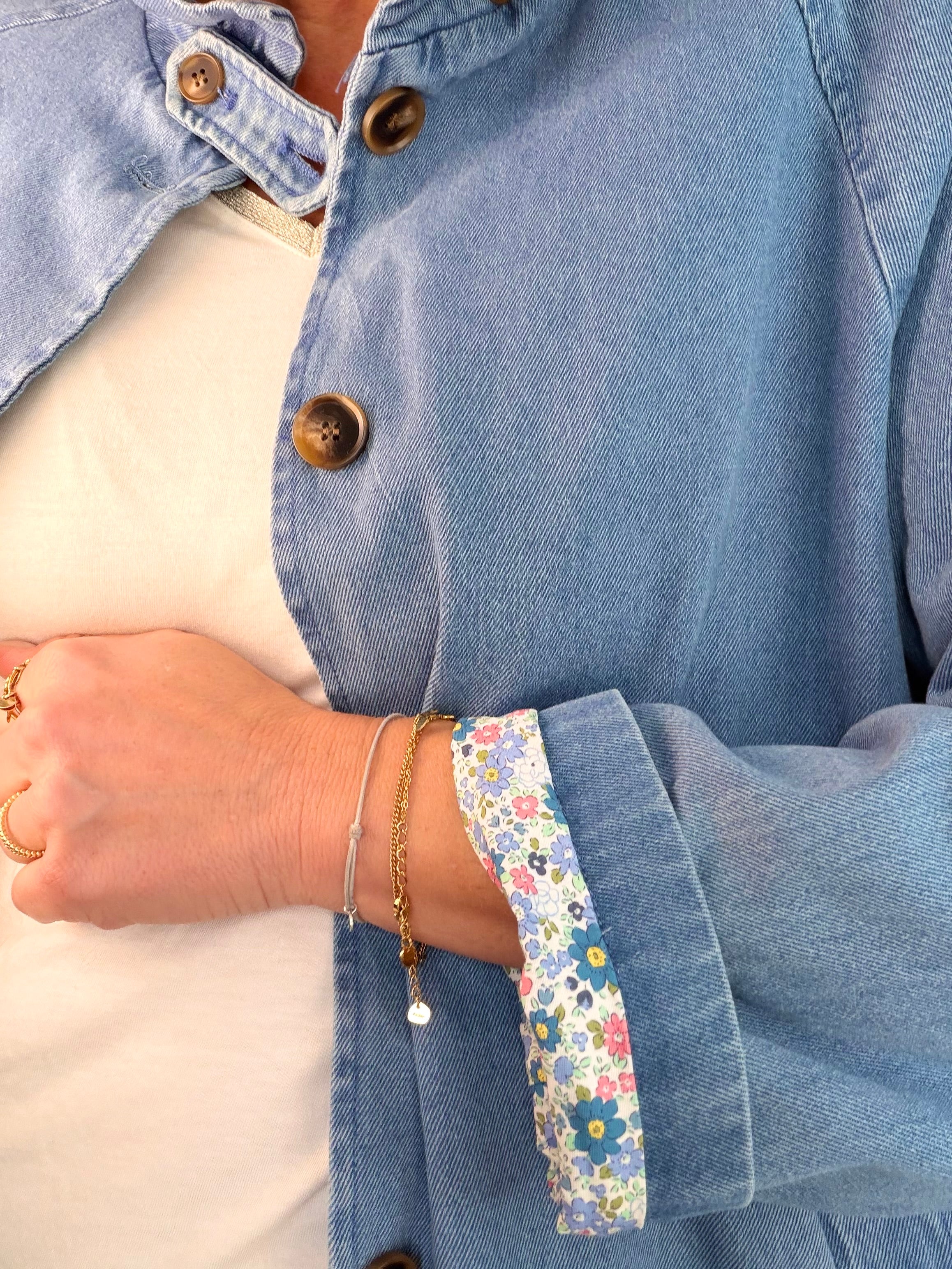 Veste Denim col victorien avec Liberty - VICKY Jean