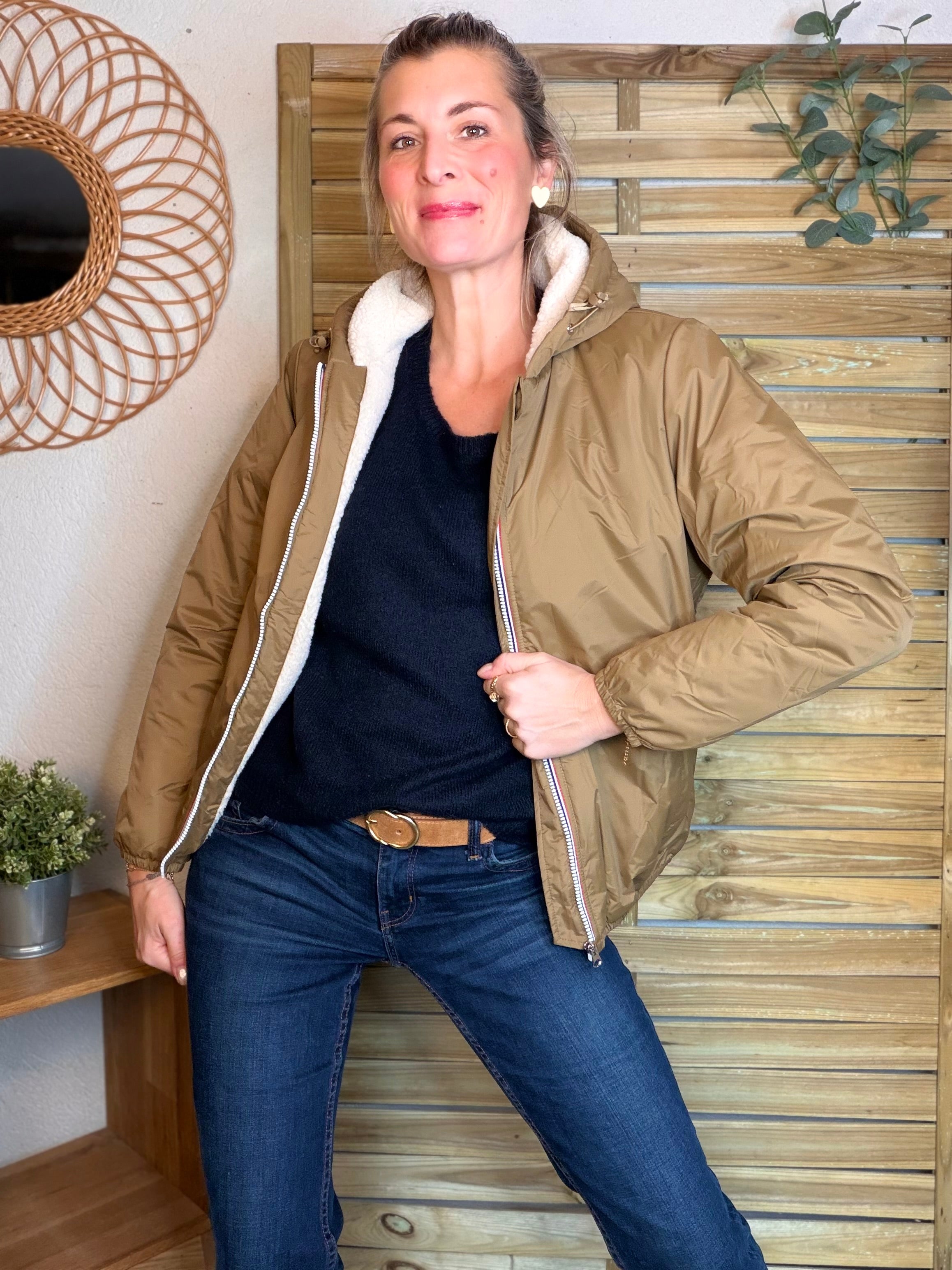 Parka Imperméable LOUISE COURT sherpa - Camel - LAURA JO