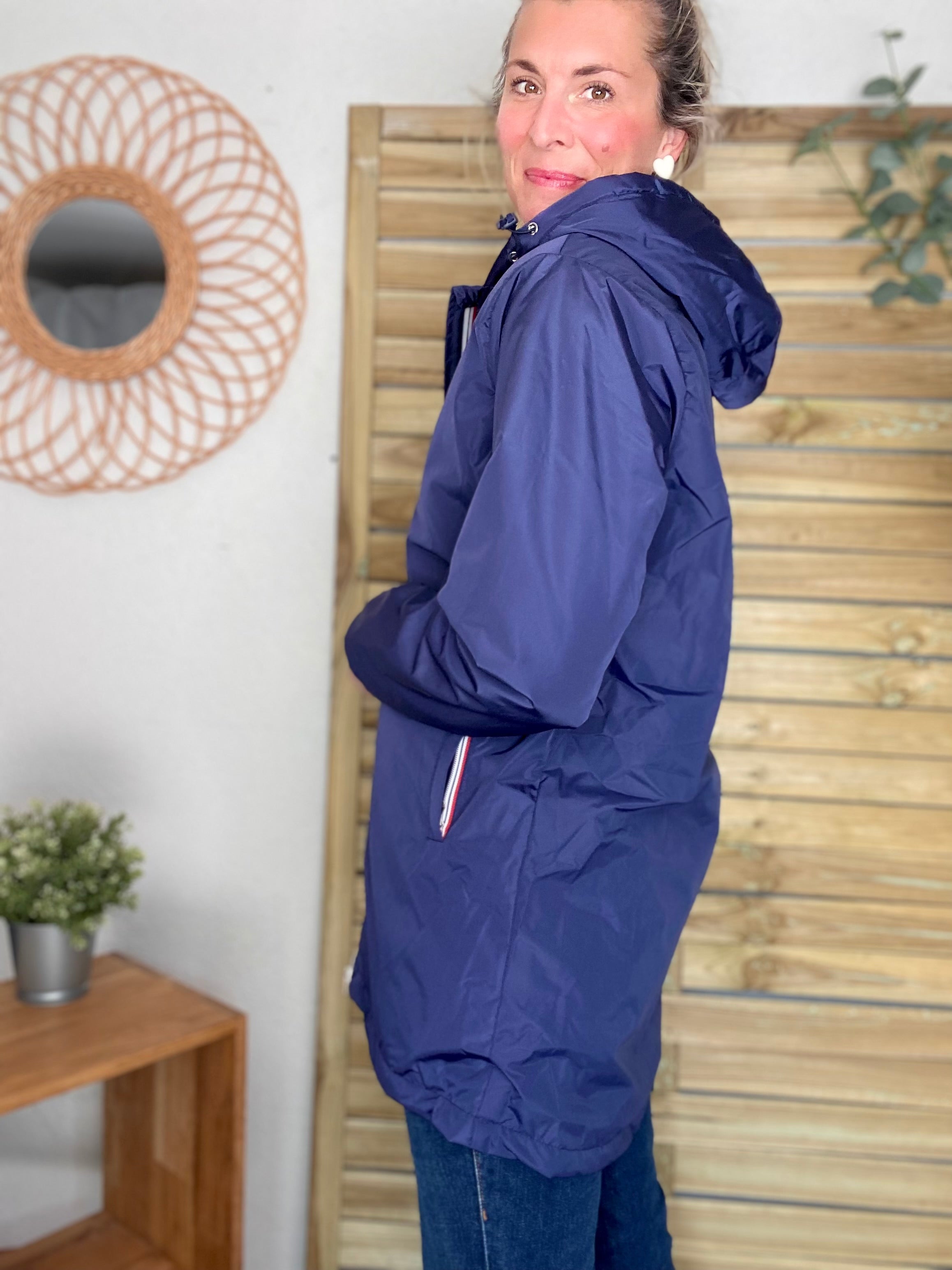Parka Imperméable moumoute sherpa mixte JEAN.NE - LE PETIT BRETON - Bleu Marine