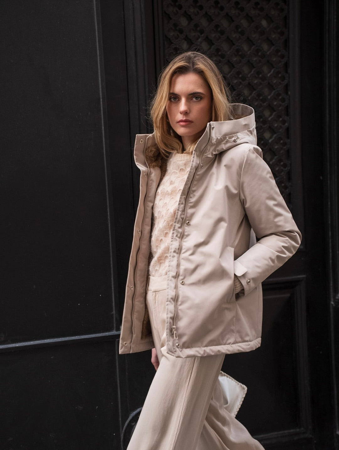 LAURA JO - Parka fourrée imperméable AMBRE MI-LONG - Beige / Camel