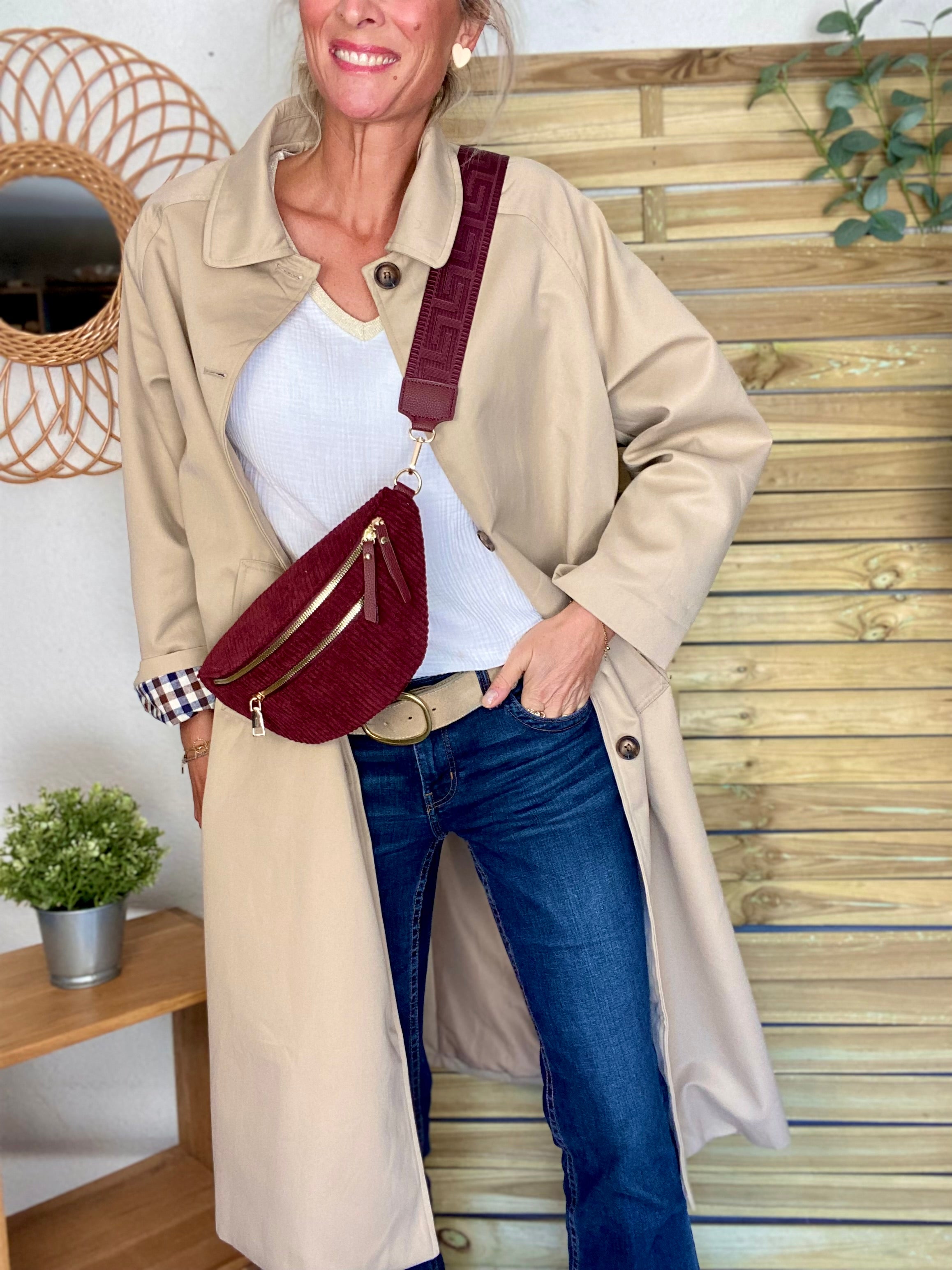 Veste Trench en coton avec vichy - YSEULT long Beige