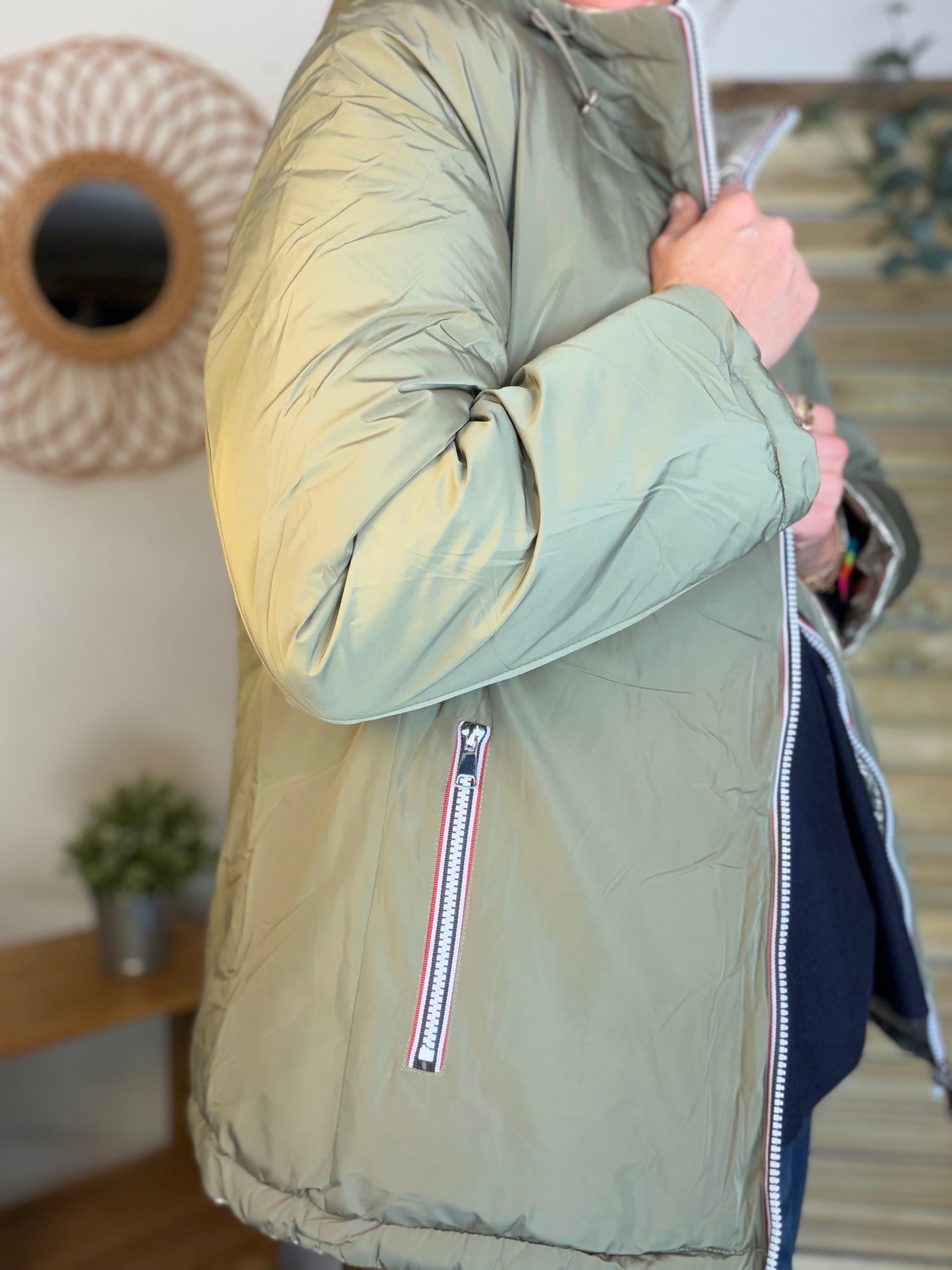 ⚡️PÉPITES FRIDAY - Doudoune imperméable réversible longue ANGÈLE COURT - Kaki clair - MELYA MELODY