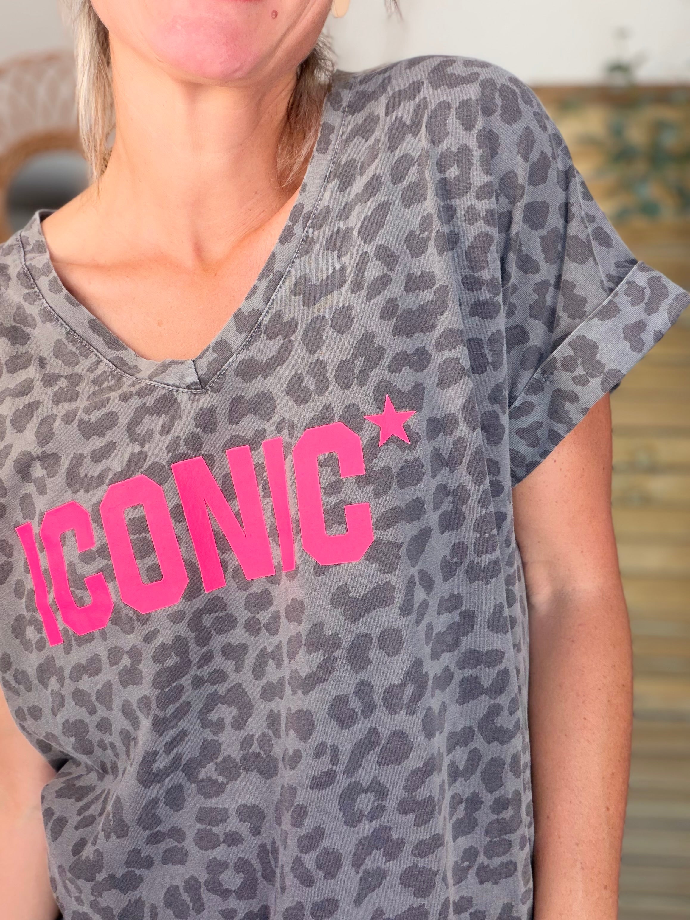 Top léo ICONIC col V - SHAUNA Gris foncé