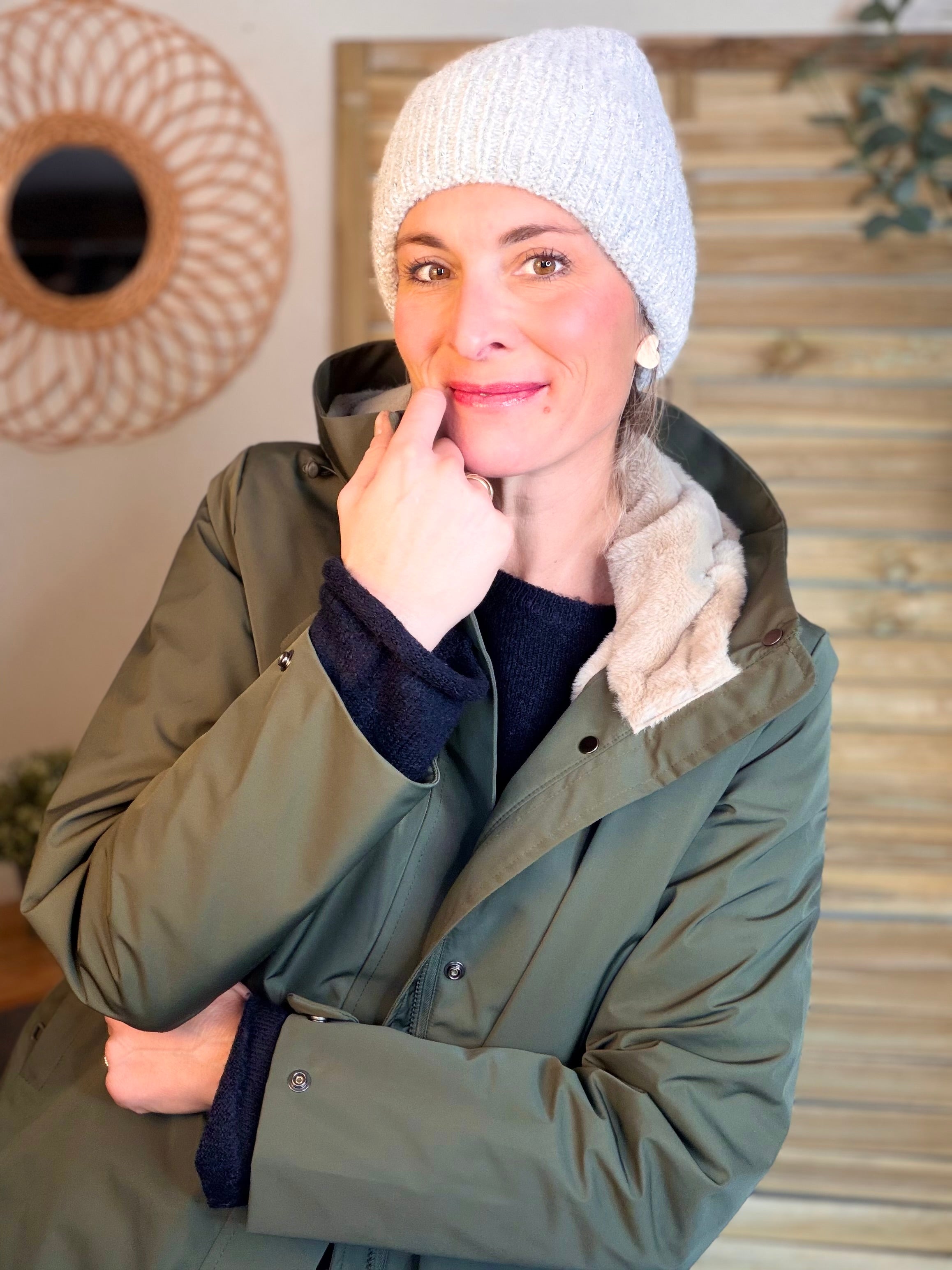 Parka fourrée imperméable AMBRE - Kaki / Beige - LAURA JO