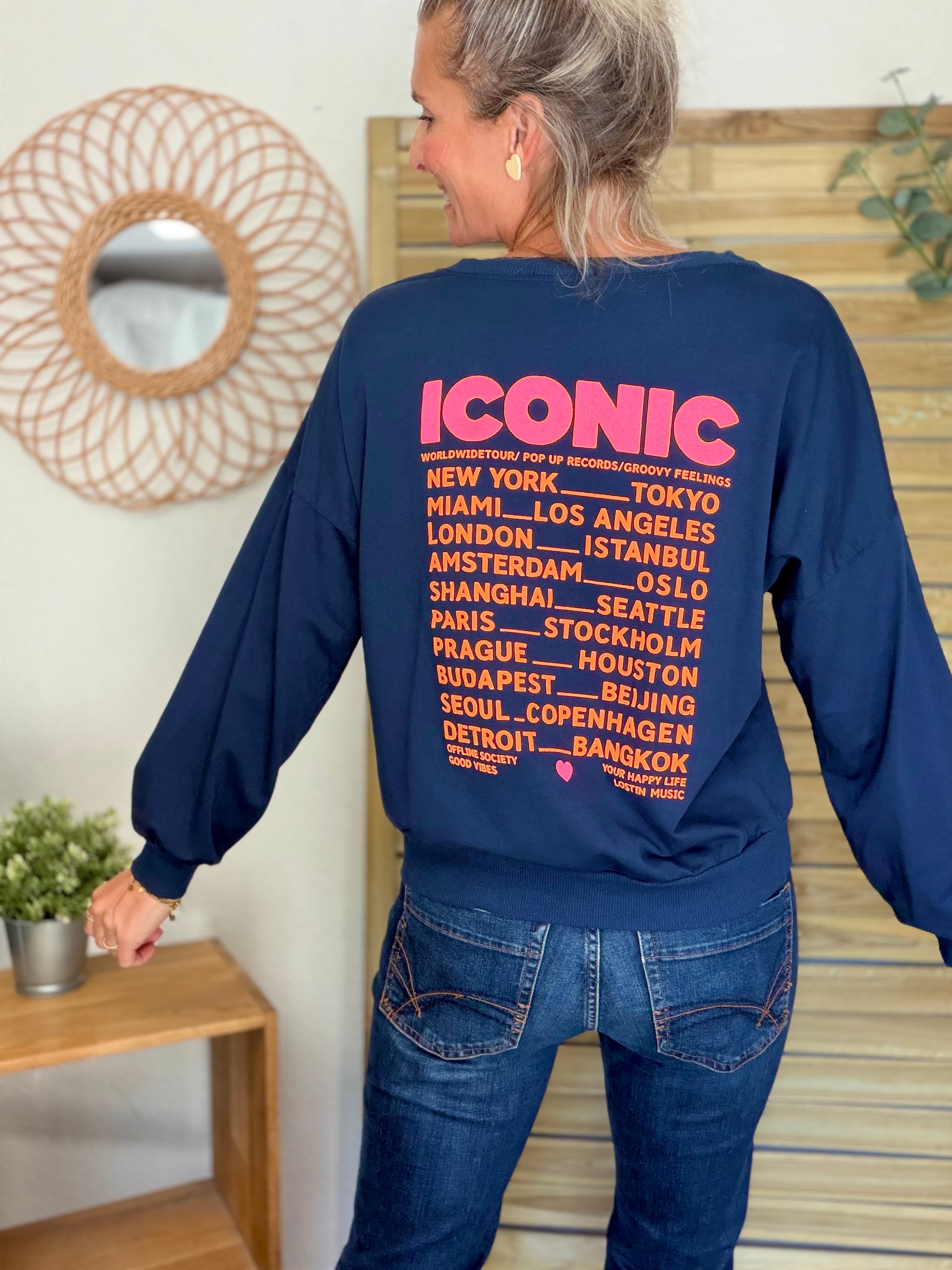 Sweat ICONIC léger 100% coton FAUSTINE Bleu marine (taille 36 à 46)