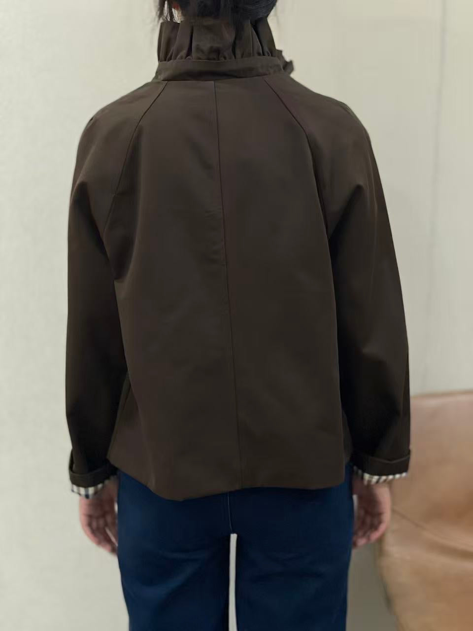 Veste Trench col victorien doublure carreaux - VICTORIA Chocolat