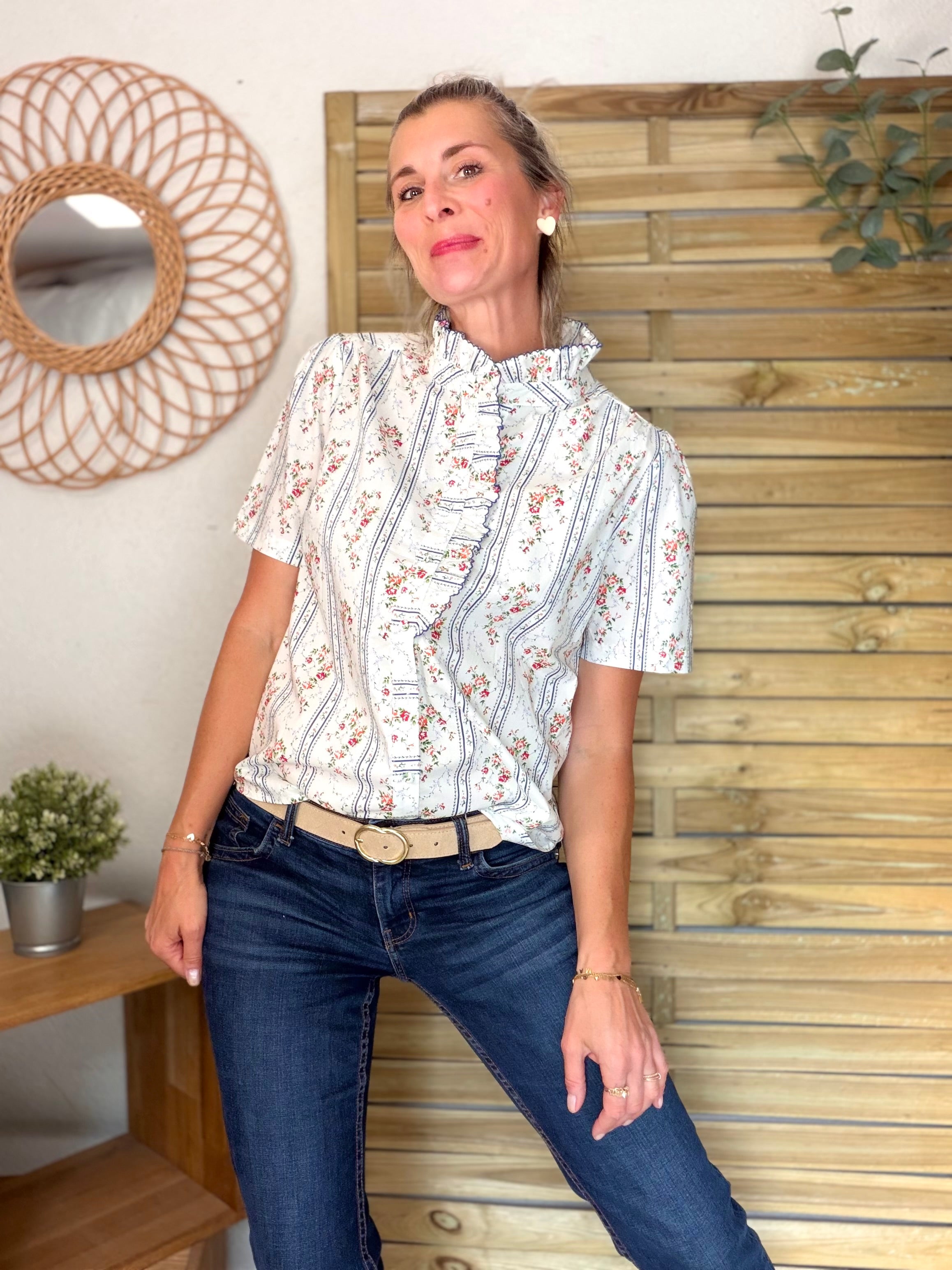 Ceinture boucle laiton - ANGIE - Beige