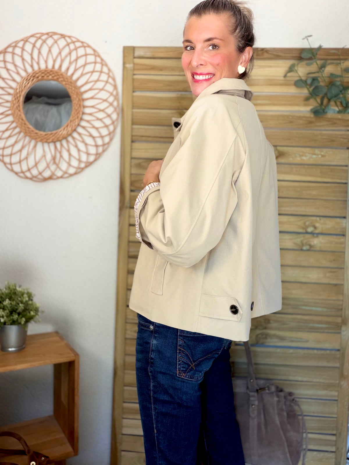Veste Trench avec Liberty - MADELEINE Beige