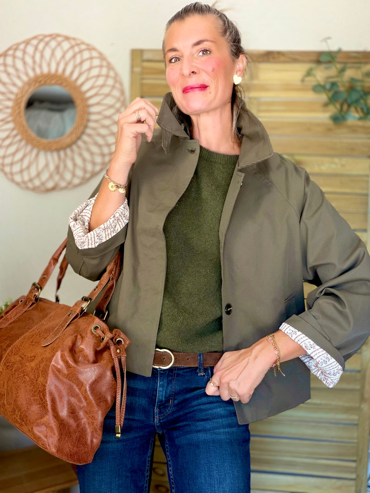 Veste Trench avec Liberty - MADELEINE Kaki