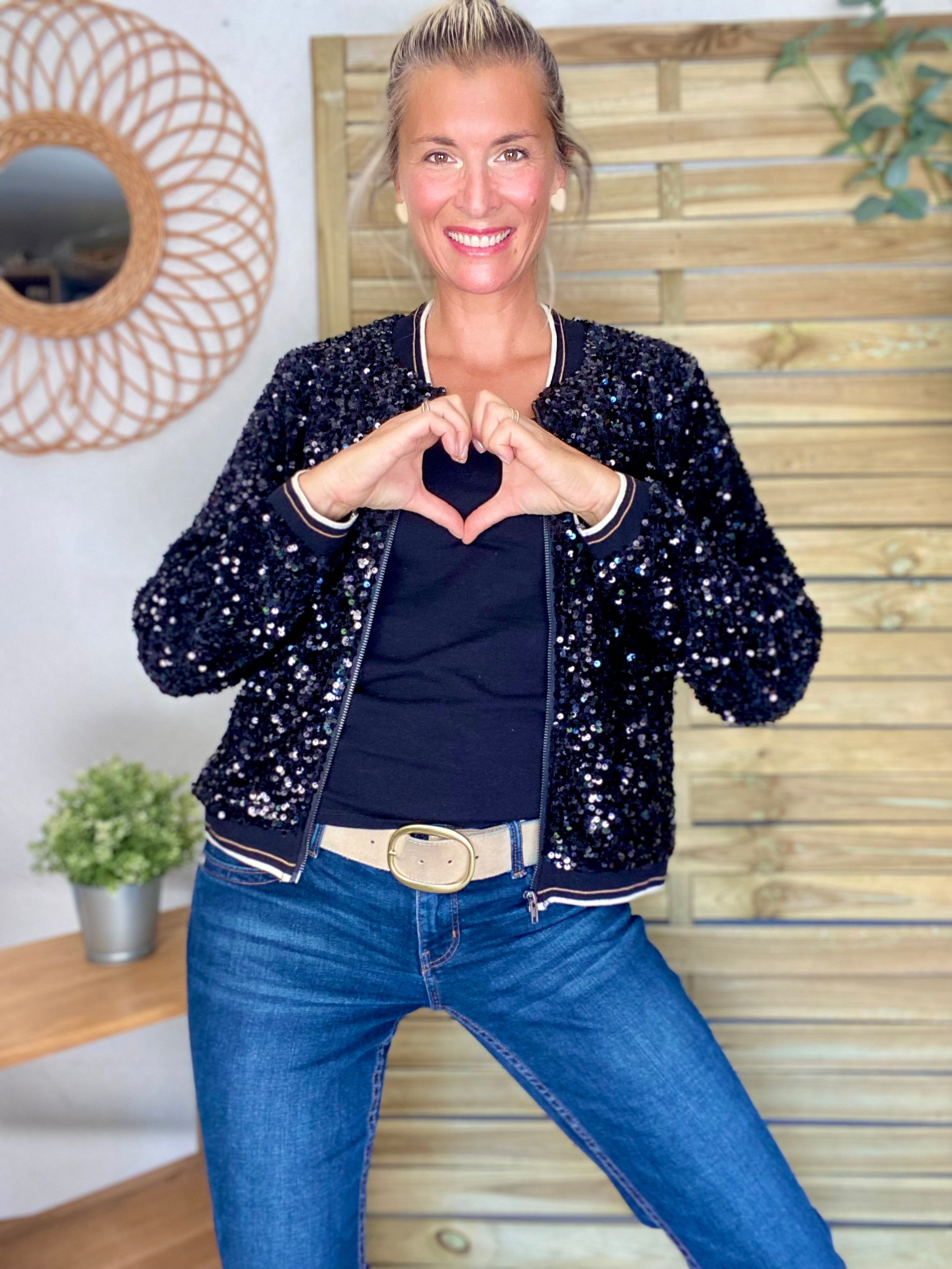 Veste bombers avec sequins Noirs KIM