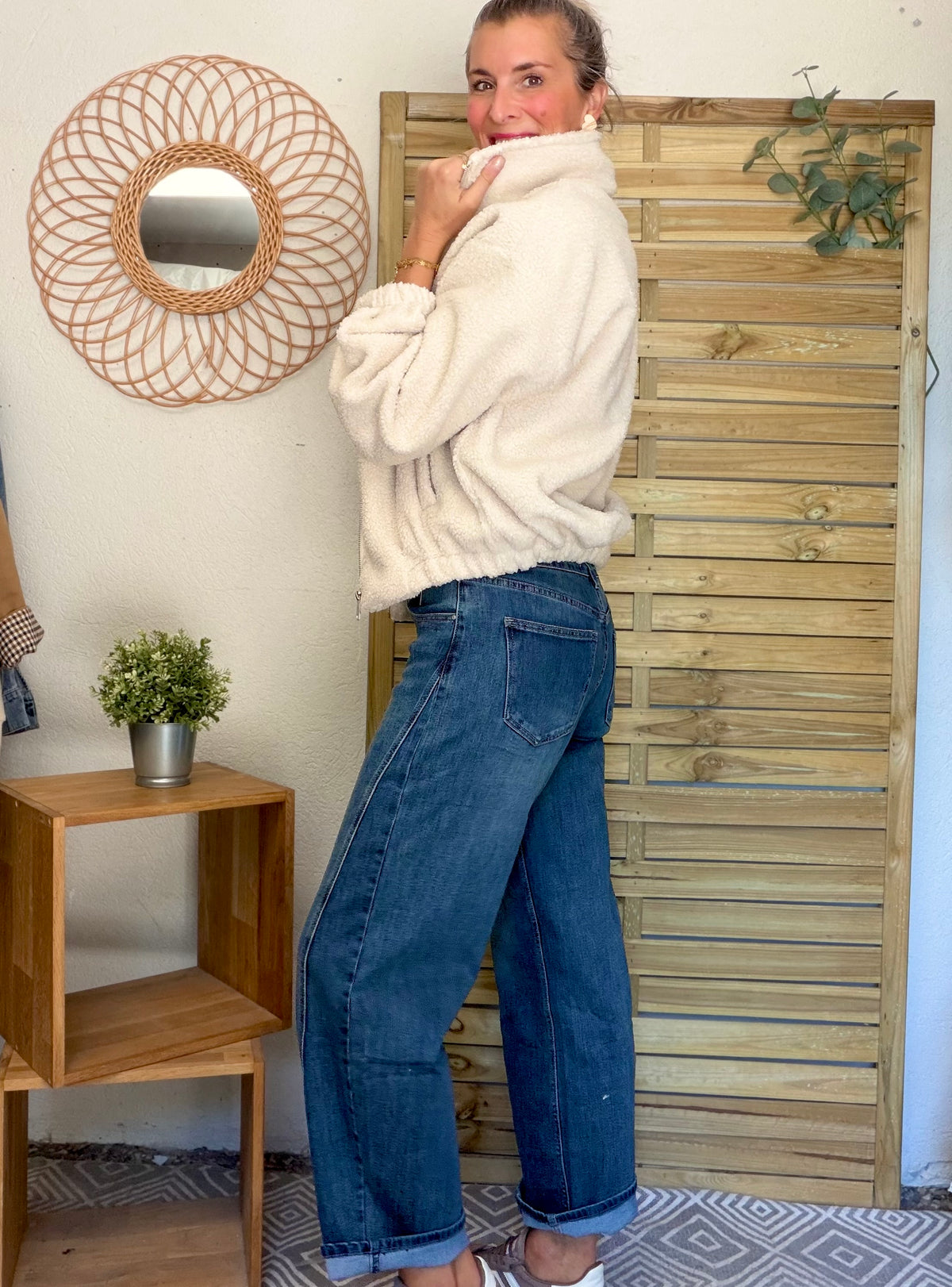 Pantalon Jean coupe barrel LÉON Bleu