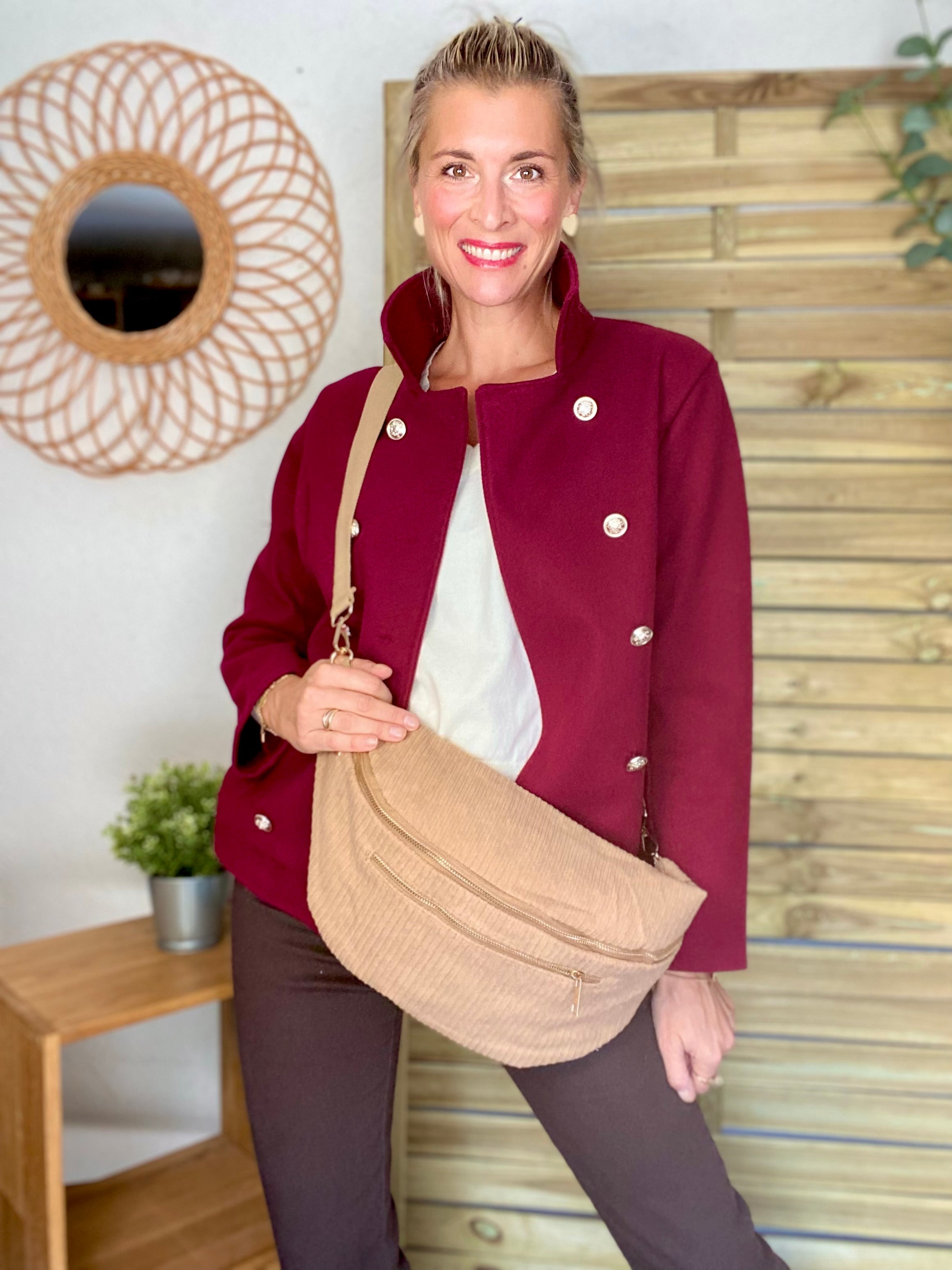 Sac banane XXL Velours côtelé Ciao Boum MOLLY -  Beige
