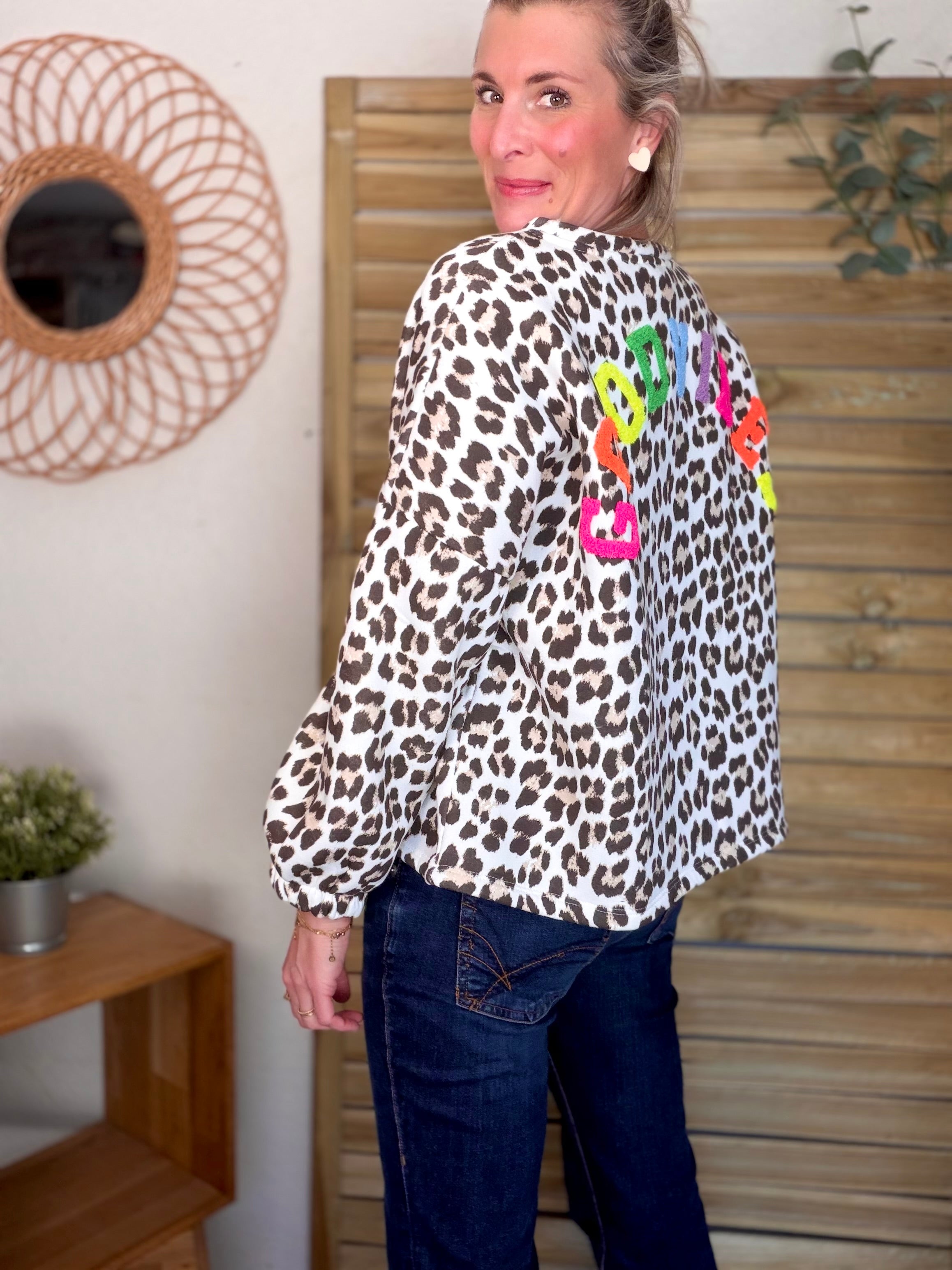Sweat molleton oversized Léo camel GOOD VIBES - MIKA