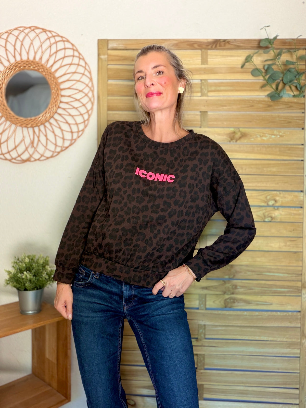 Sweat ICONIC léger 100% coton FAUSTINE Léo choco (taille 34 à 46) (Copie)