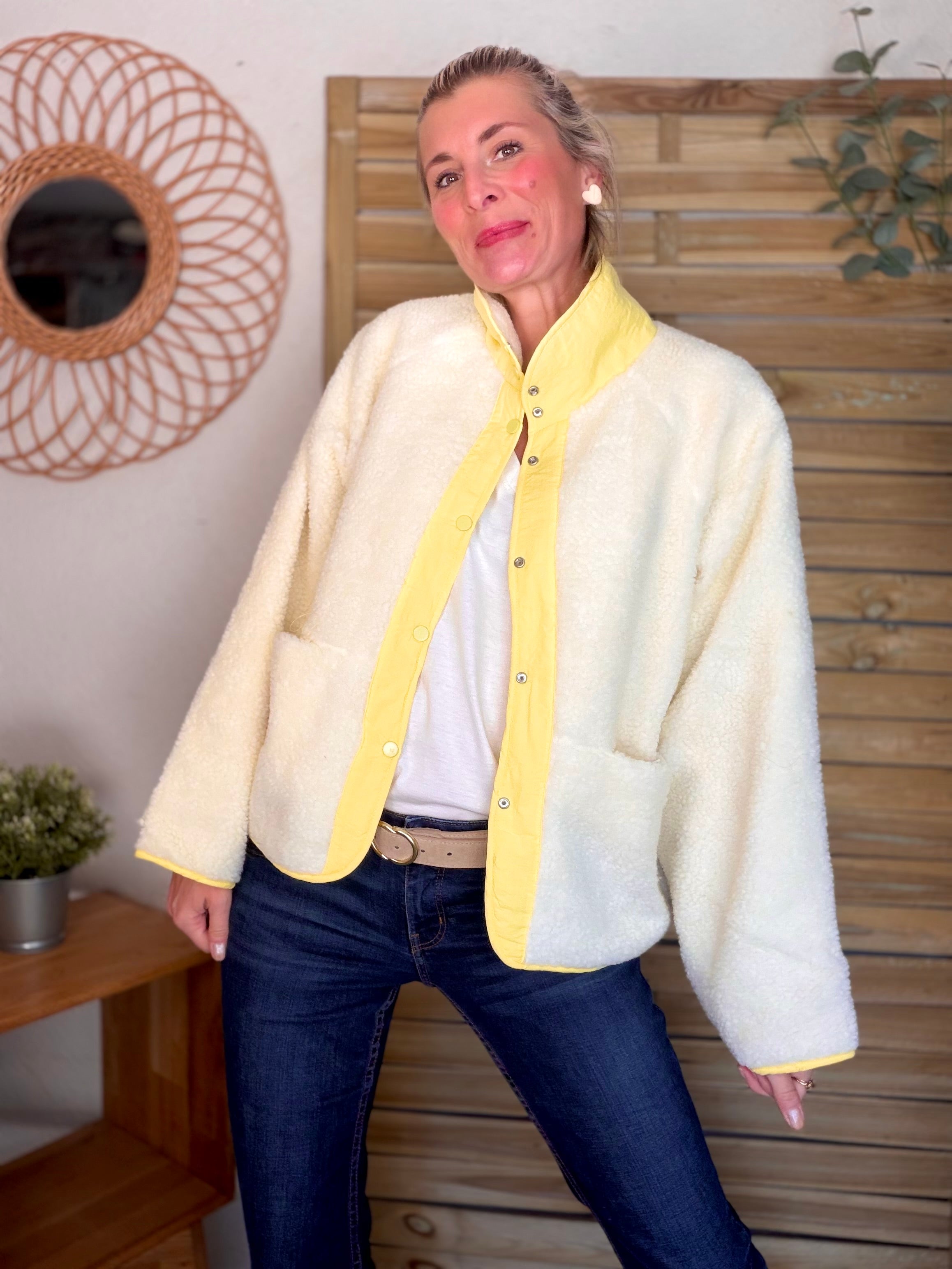 Veste matelassée réversible Sherpa AMÉLIE Jaune