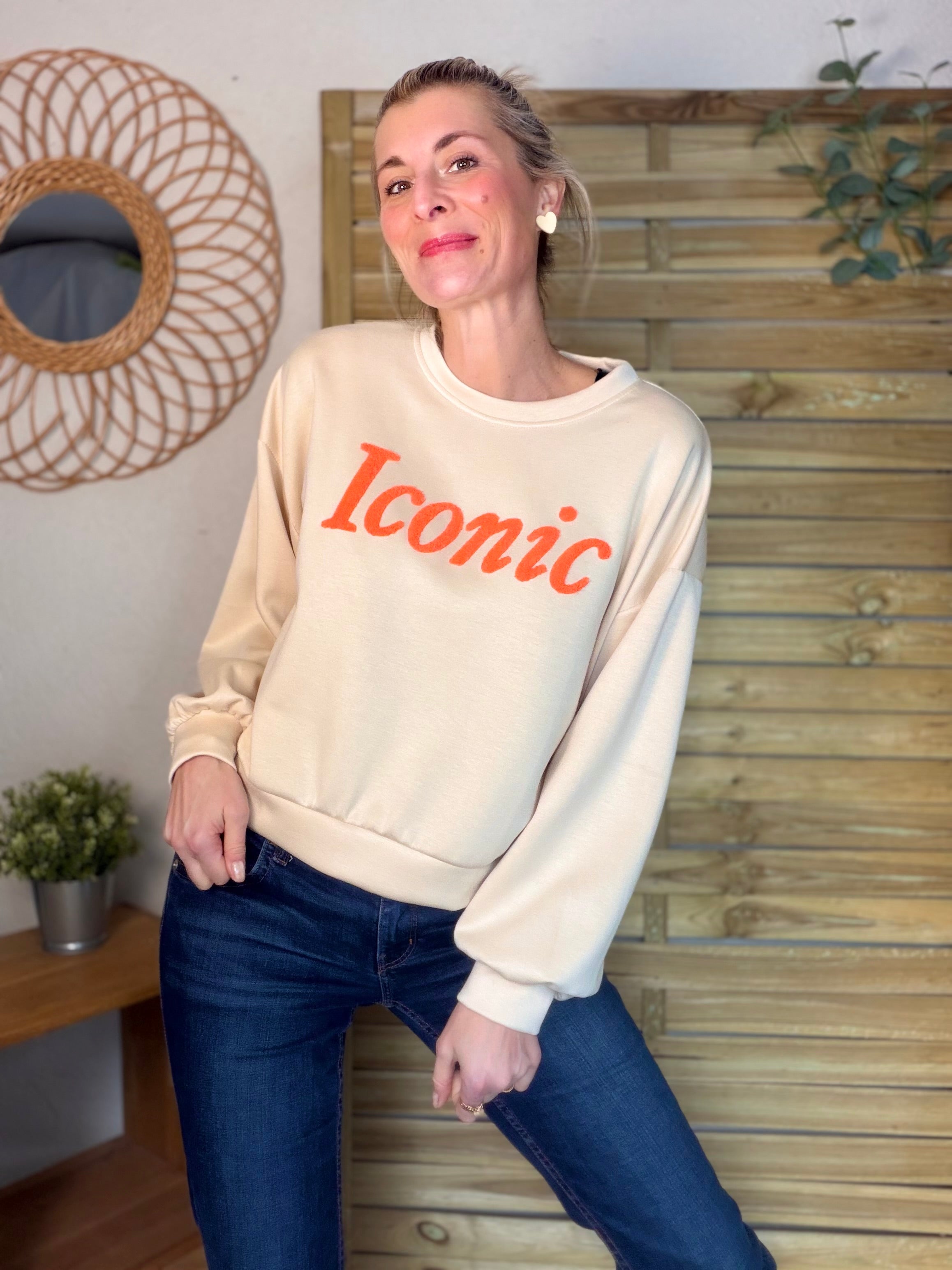 Sweat doux Iconic  - LAURINE Beige/Orange