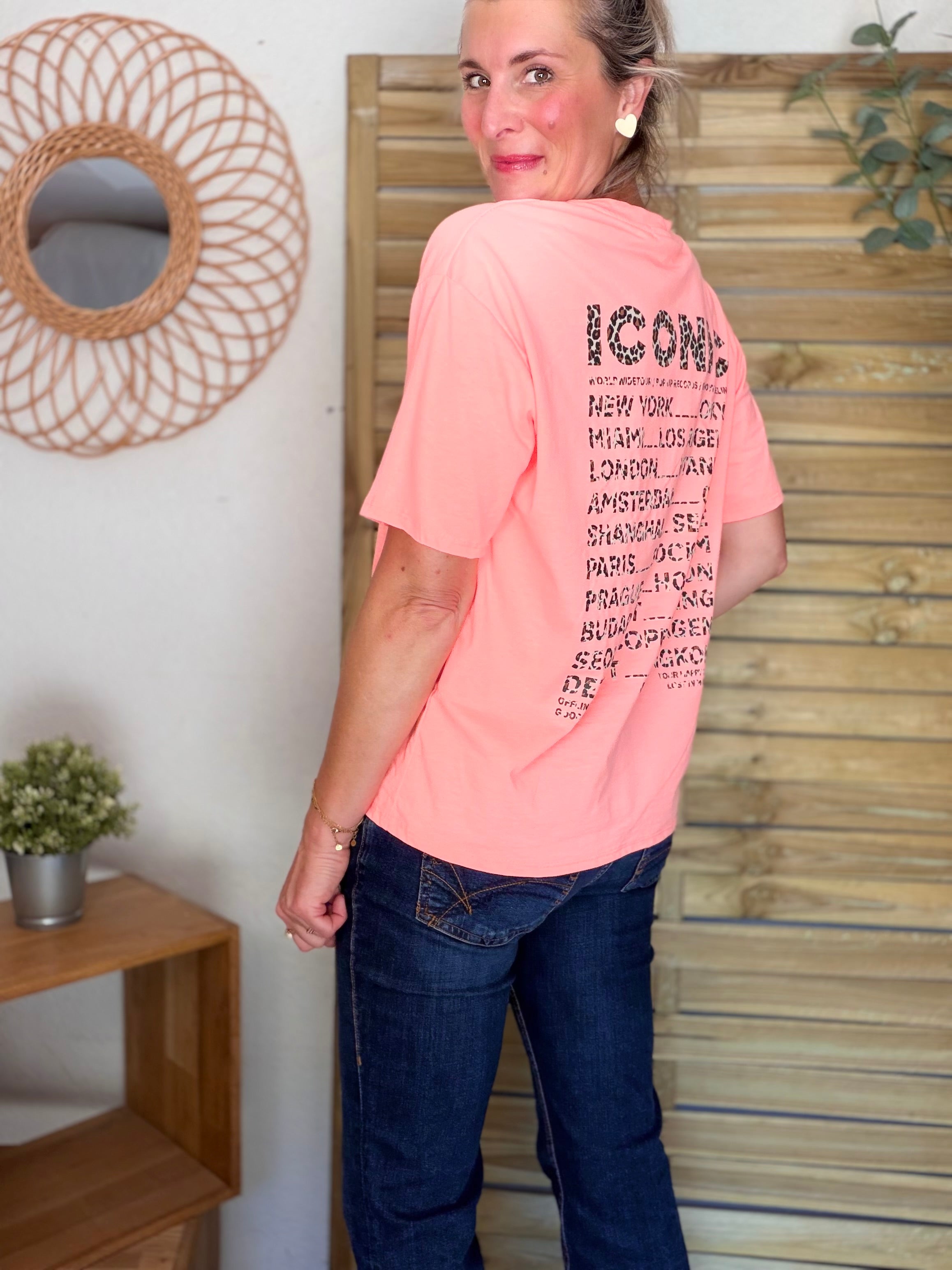 Tee shirt ICONIC Léo LÉONA Orange fluo