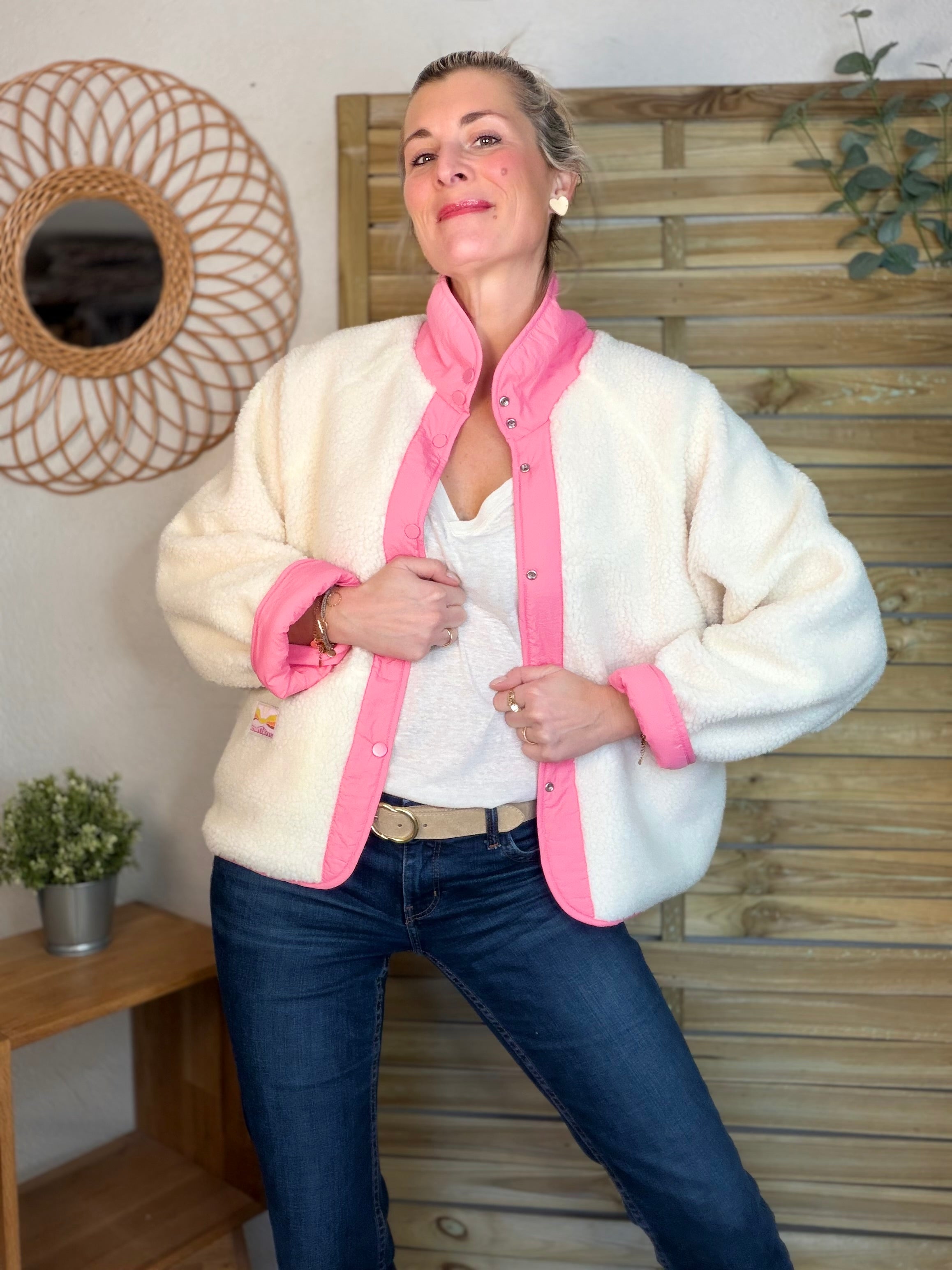 Veste matelassée réversible Sherpa AMÉLIE Rose