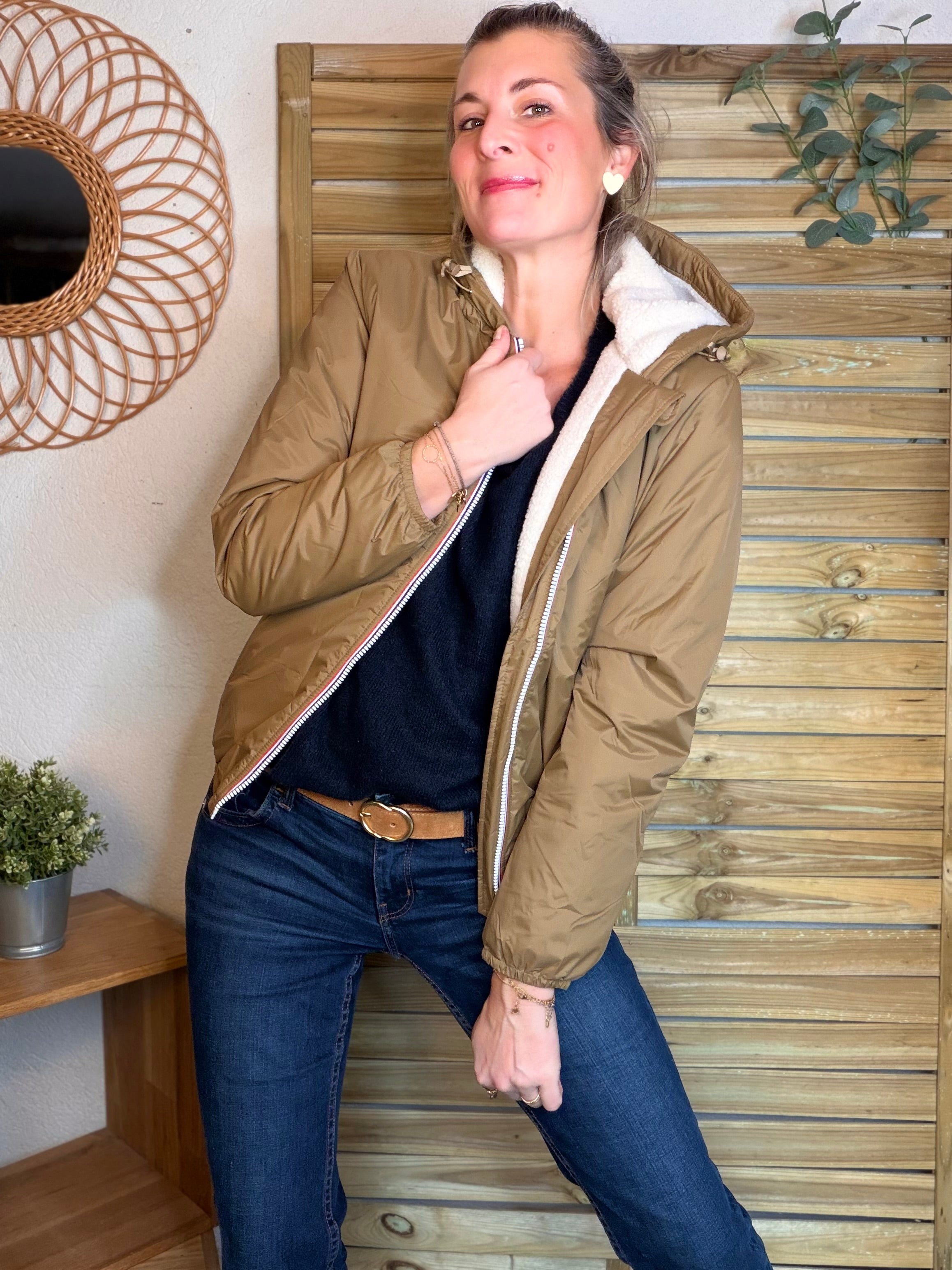 Parka Imperméable LOUISE COURT sherpa - Camel - LAURA JO