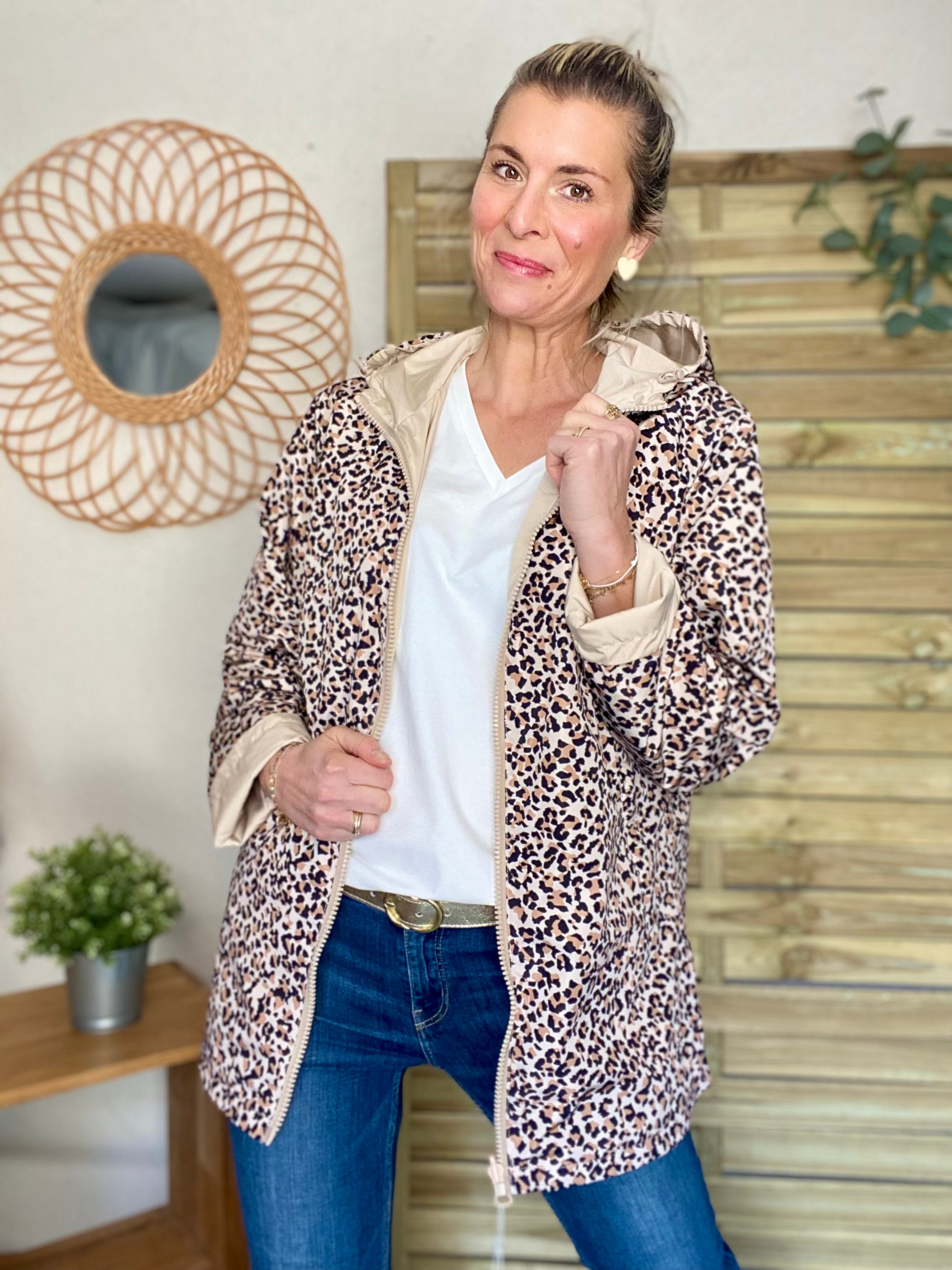 Imperméable réversible mi-long ALICE - Léo 🐆 / Beige