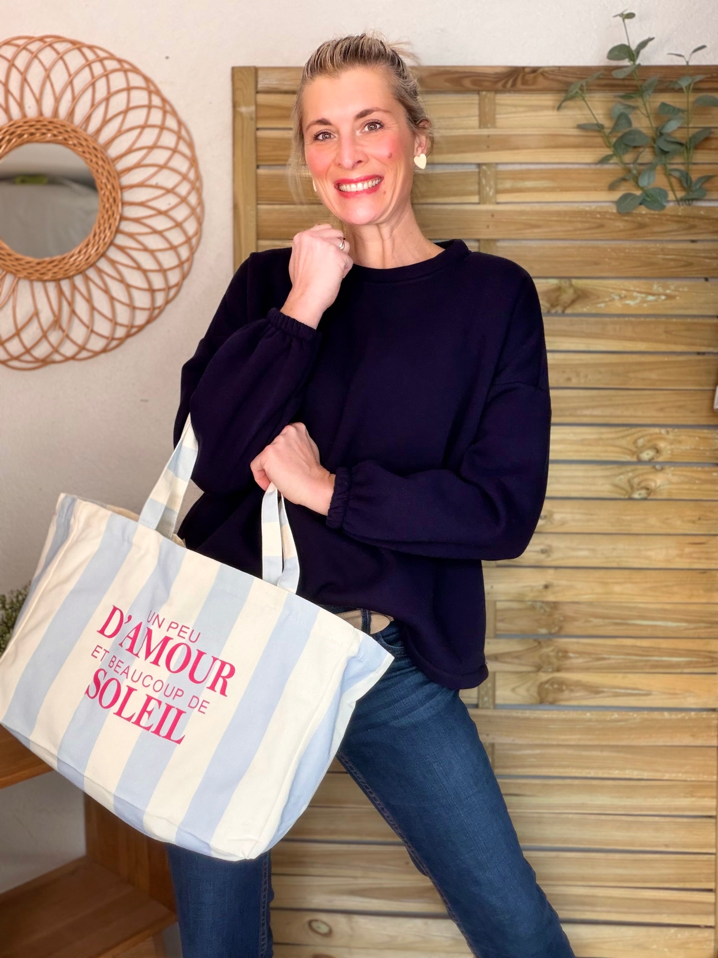 Grand cabas Tote bag un peu d’amour et beaucoup de soleil ELSY