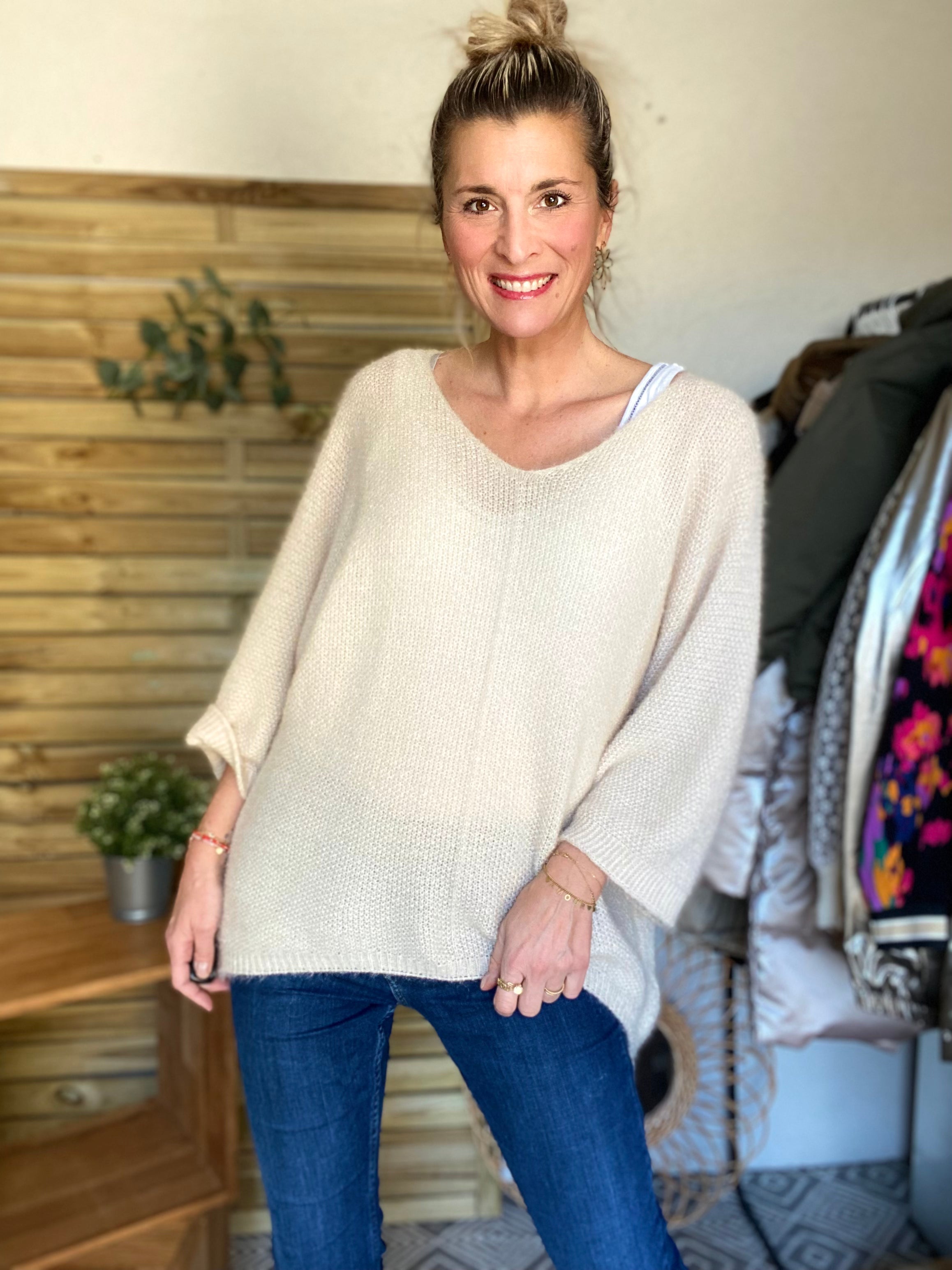 Pull oversize en maille ZOÉ - Écru