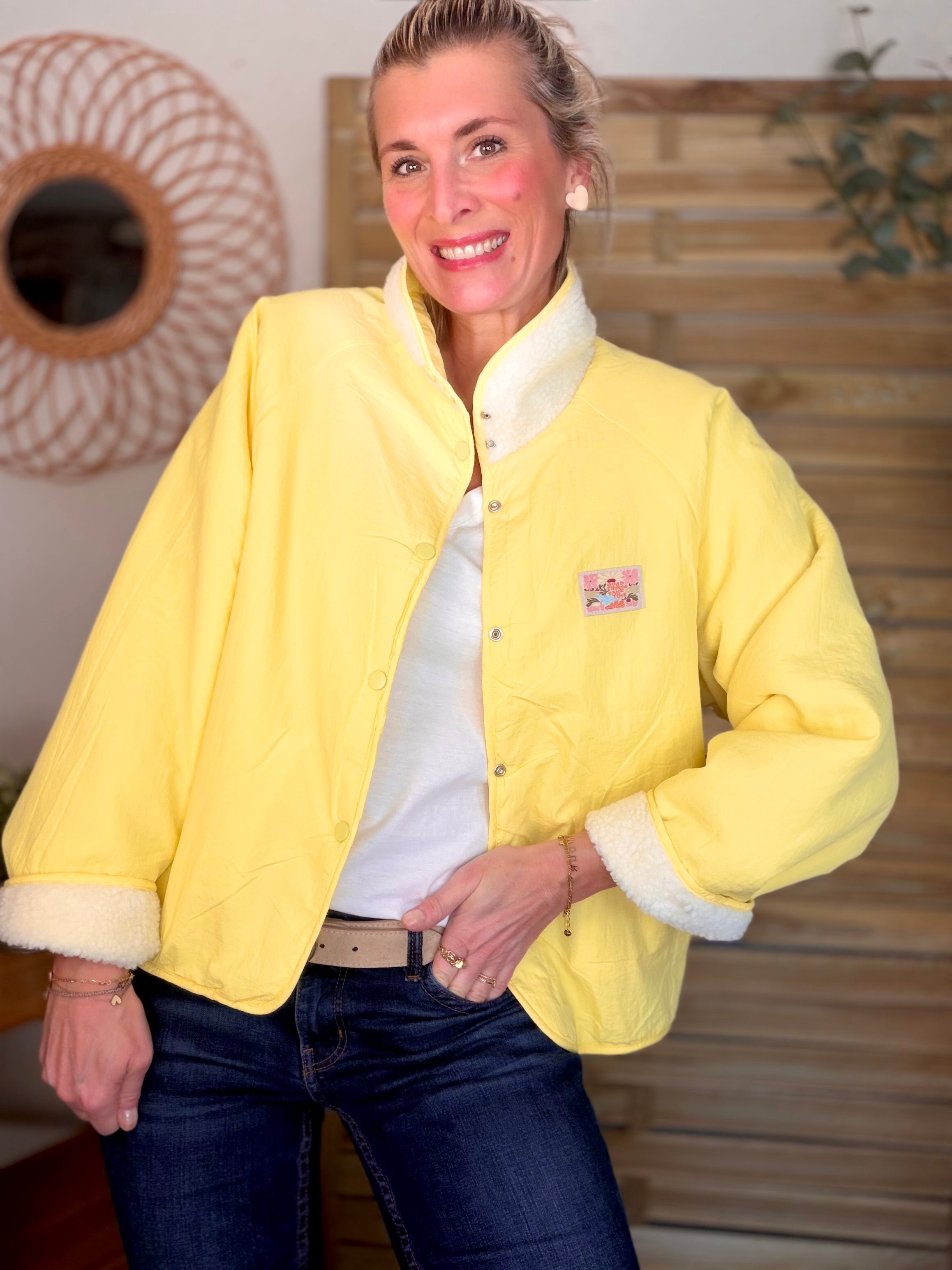 Veste matelassée réversible Sherpa AMÉLIE Jaune