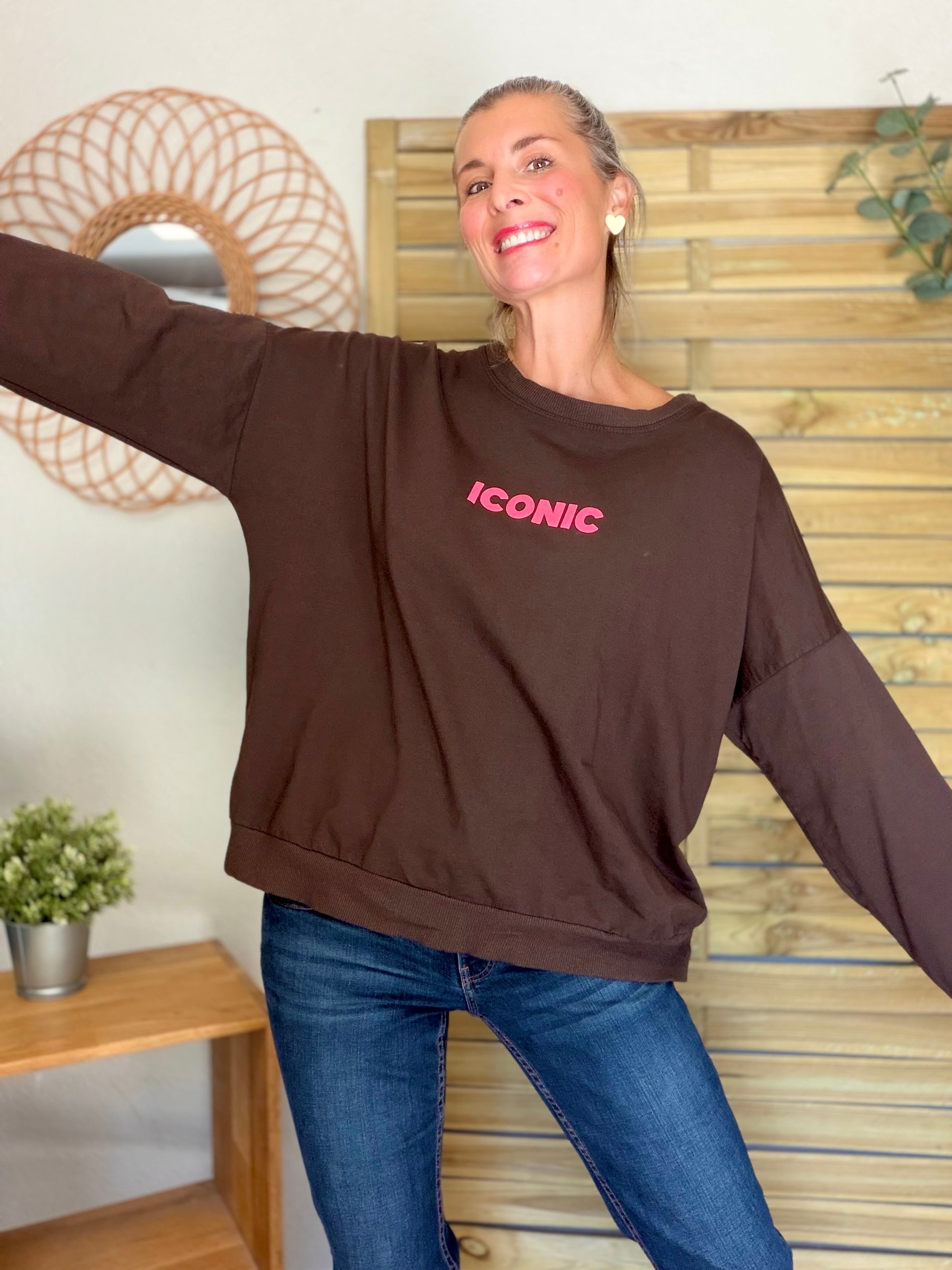 Sweat ICONIC léger 100% coton FAUSTINE Chocolat (taille 36 à 46)
