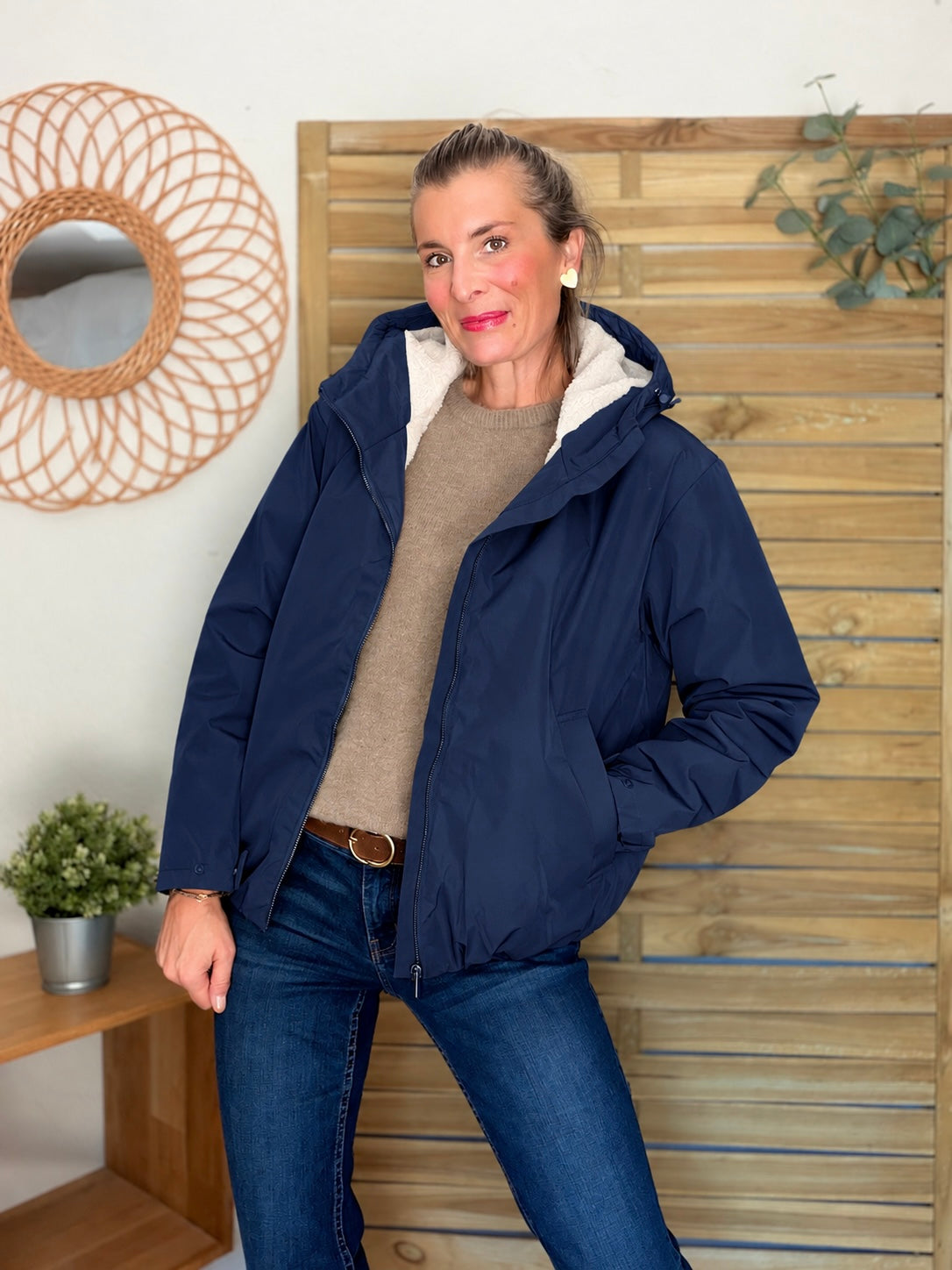 LAURA JO - Imperméable fourré EVA court - Bleu marine