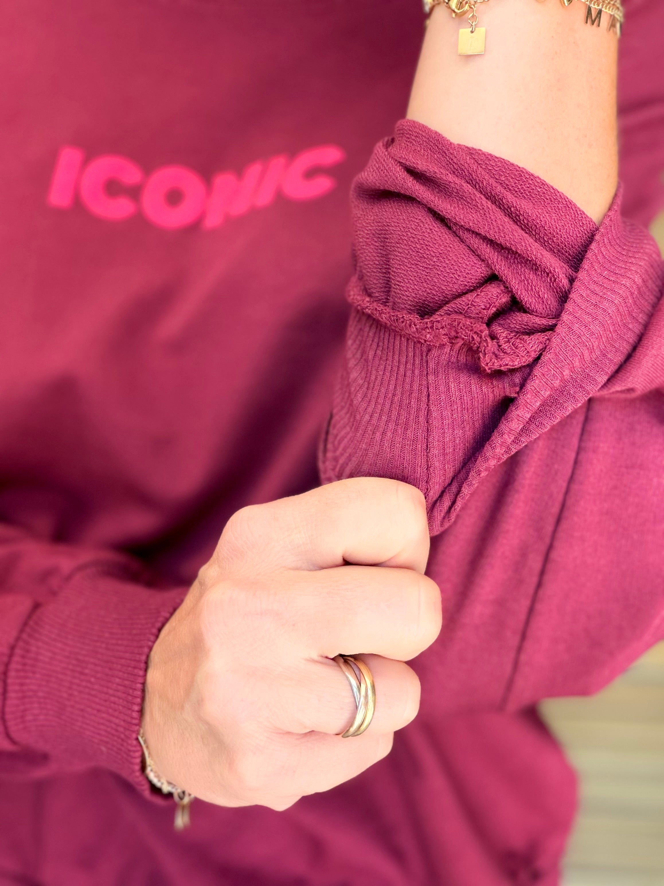 Sweat ICONIC léger 100% coton FAUSTINE Bordeaux (taille 36 à 46)