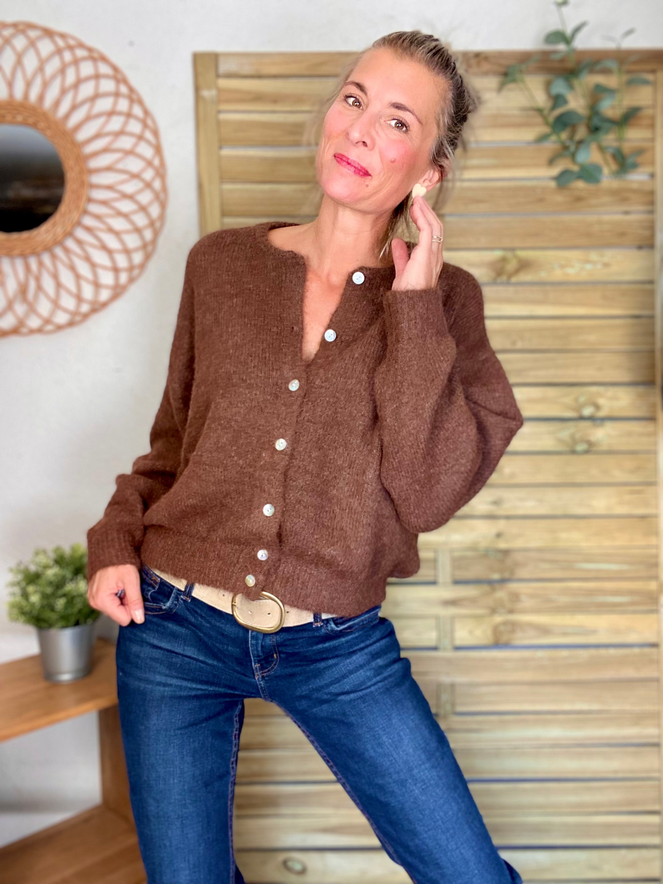 Gilet en maille SYDNEY - Chocolat