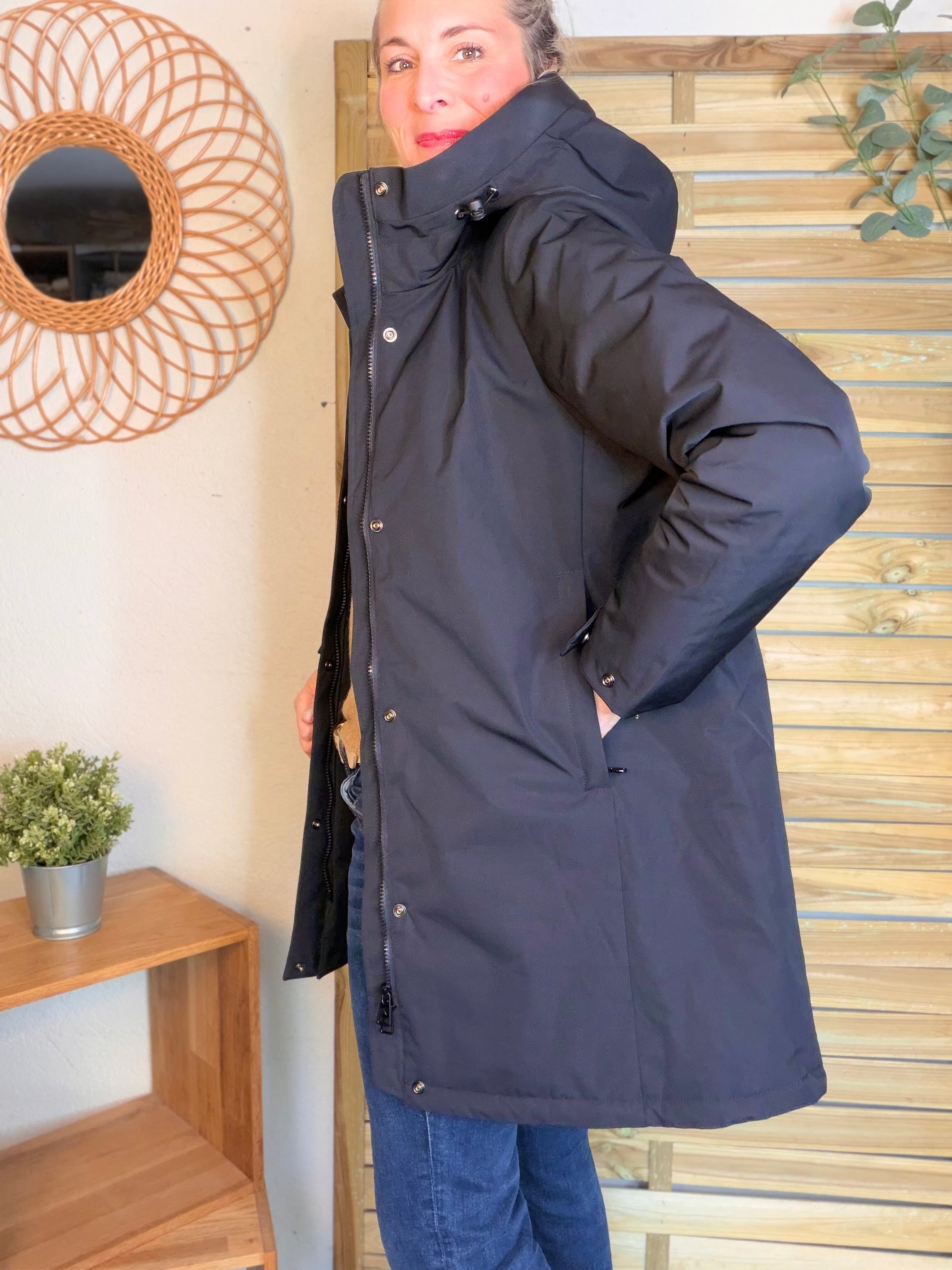 Parka fourrée imperméable AMBRE - Noir / Camel - LAURA JO