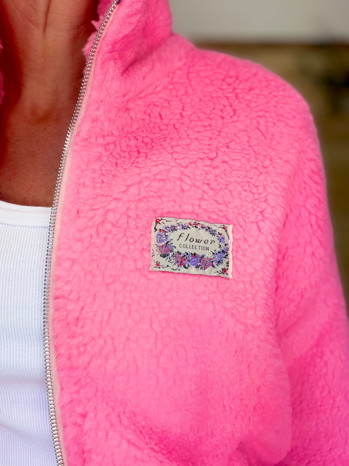 Veste Sherpa zippée LÉONIE Rose bonbon