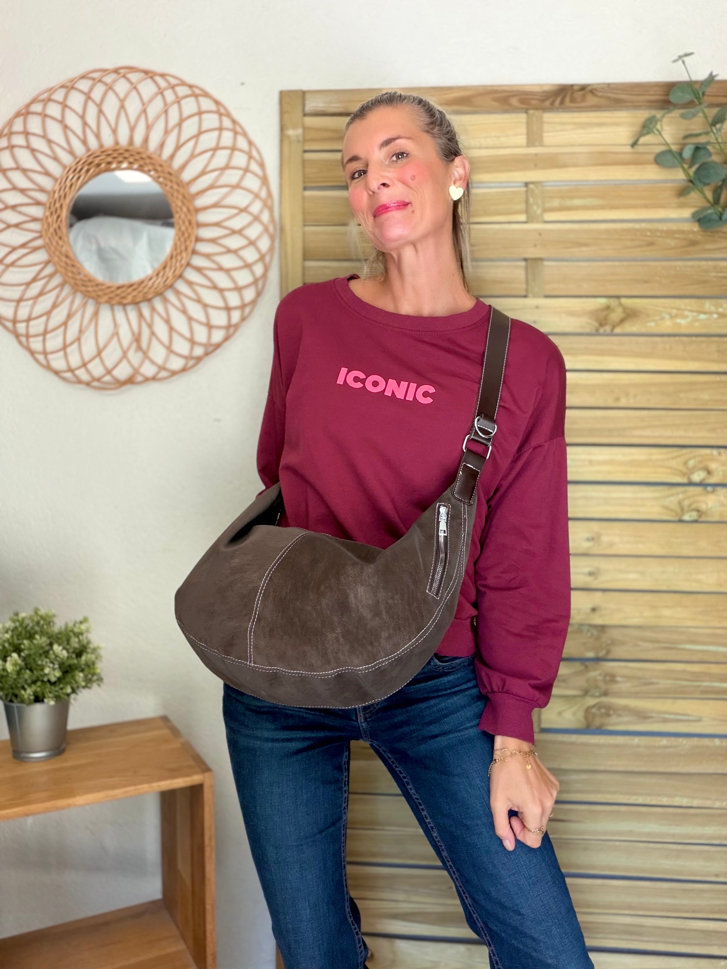 Sweat ICONIC léger 100% coton FAUSTINE Bordeaux (taille 36 à 46)
