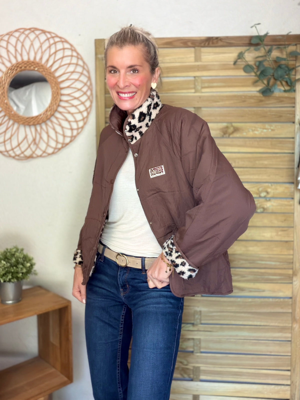 Veste matelassée réversible Sherpa AMÉLIE Choco / Léo