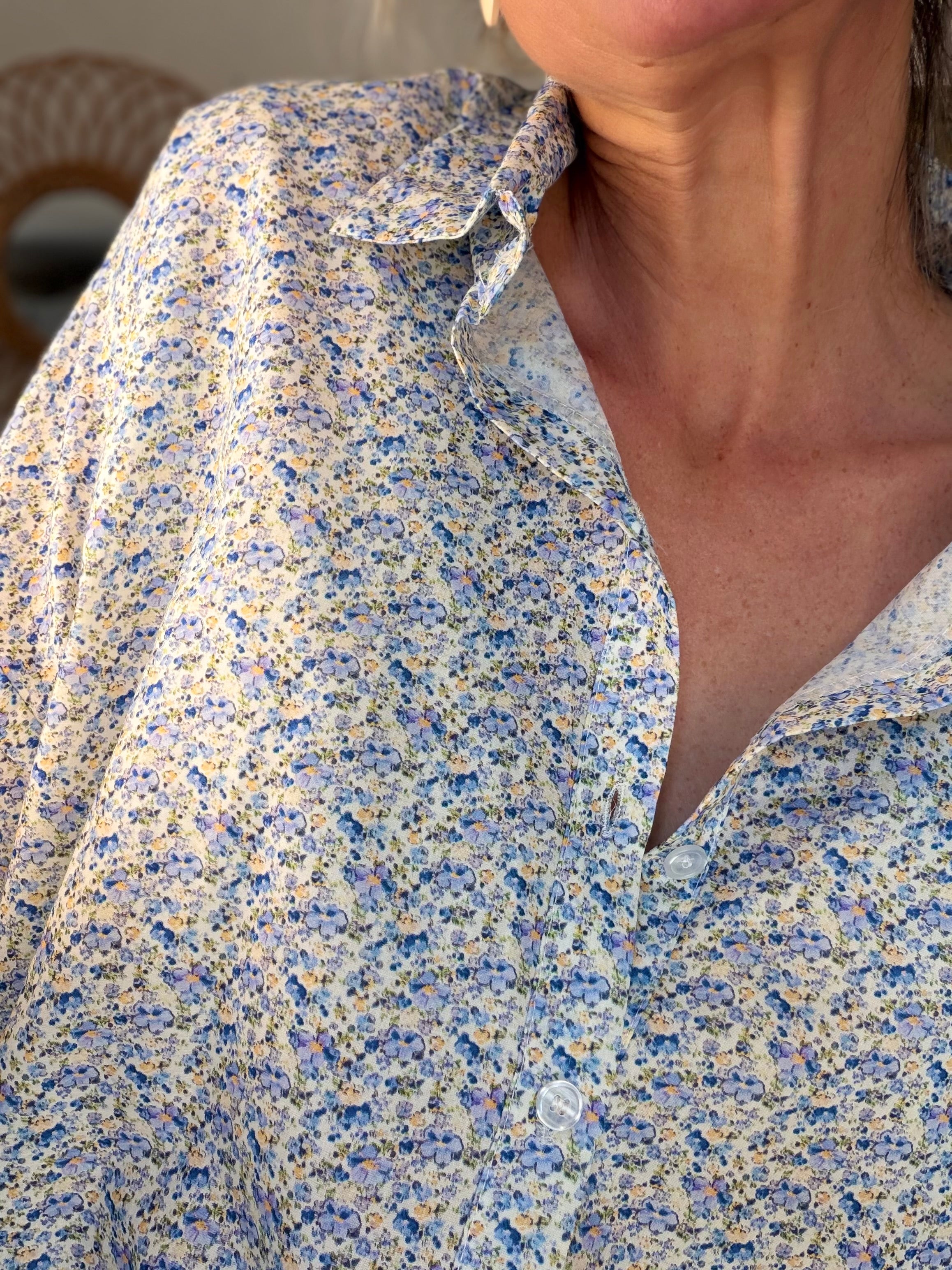 Chemise imprimée Liberty AZÉLIE Bleu